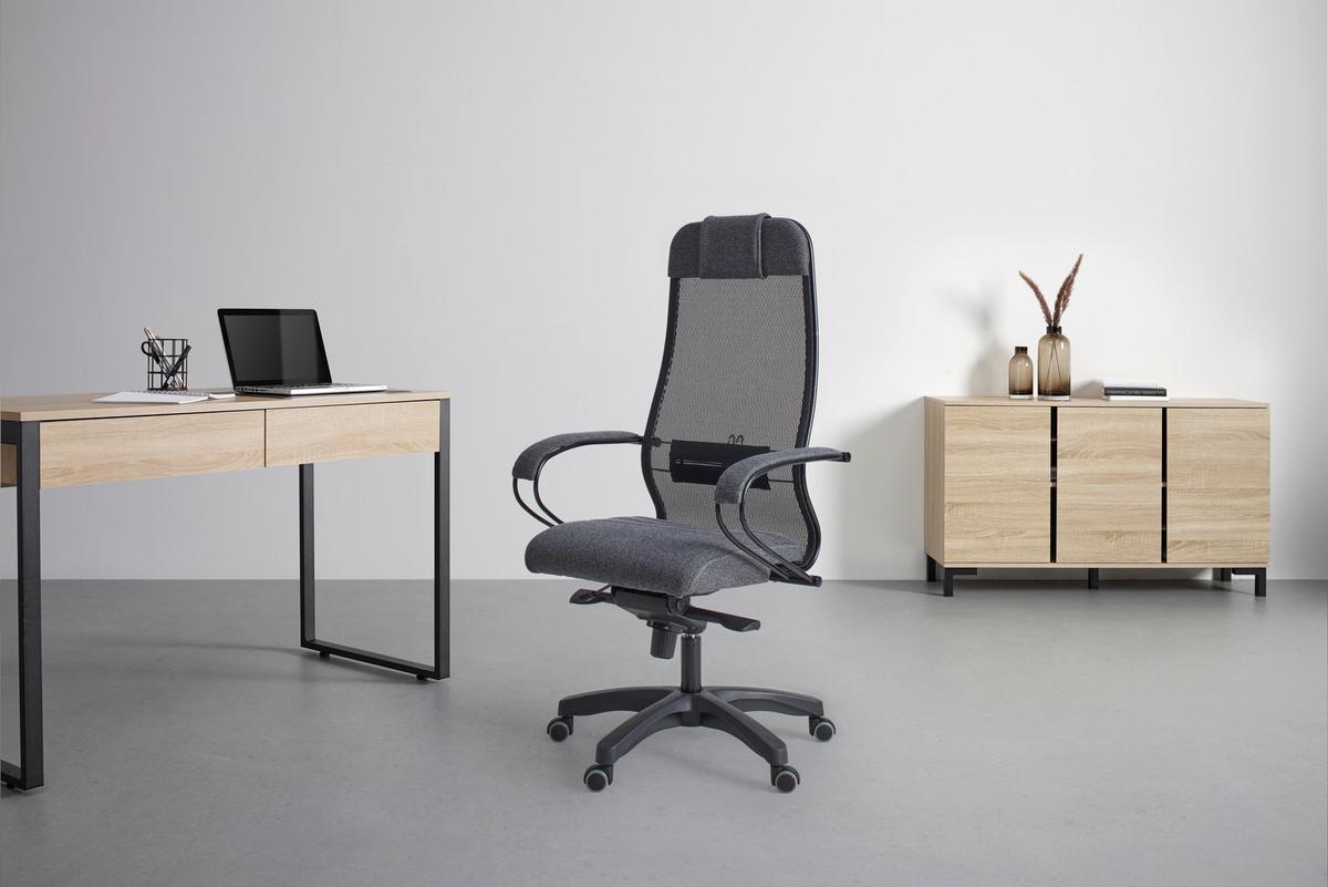Chefsessel Zora I Comfort in Dunkelgrau - Dunkelgrau/Schwarz, MODERN, Textil/Metall (68/124-134/71cm) - Premium Living