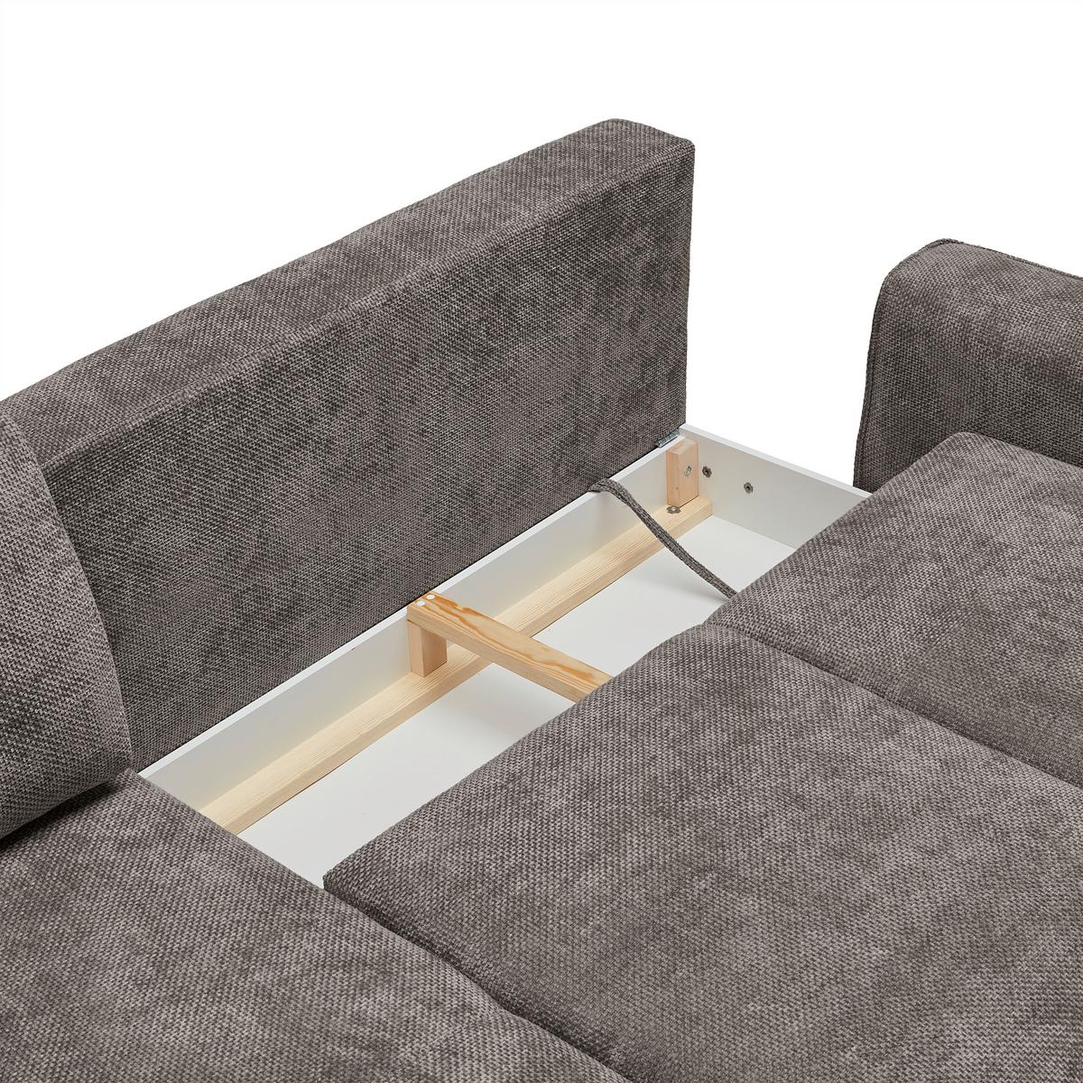 Ecksofa Custom Dunkelgrau - Dunkelgrau/Schwarz, MODERN, Textil/Metall (164/85/255cm) - Mömax
