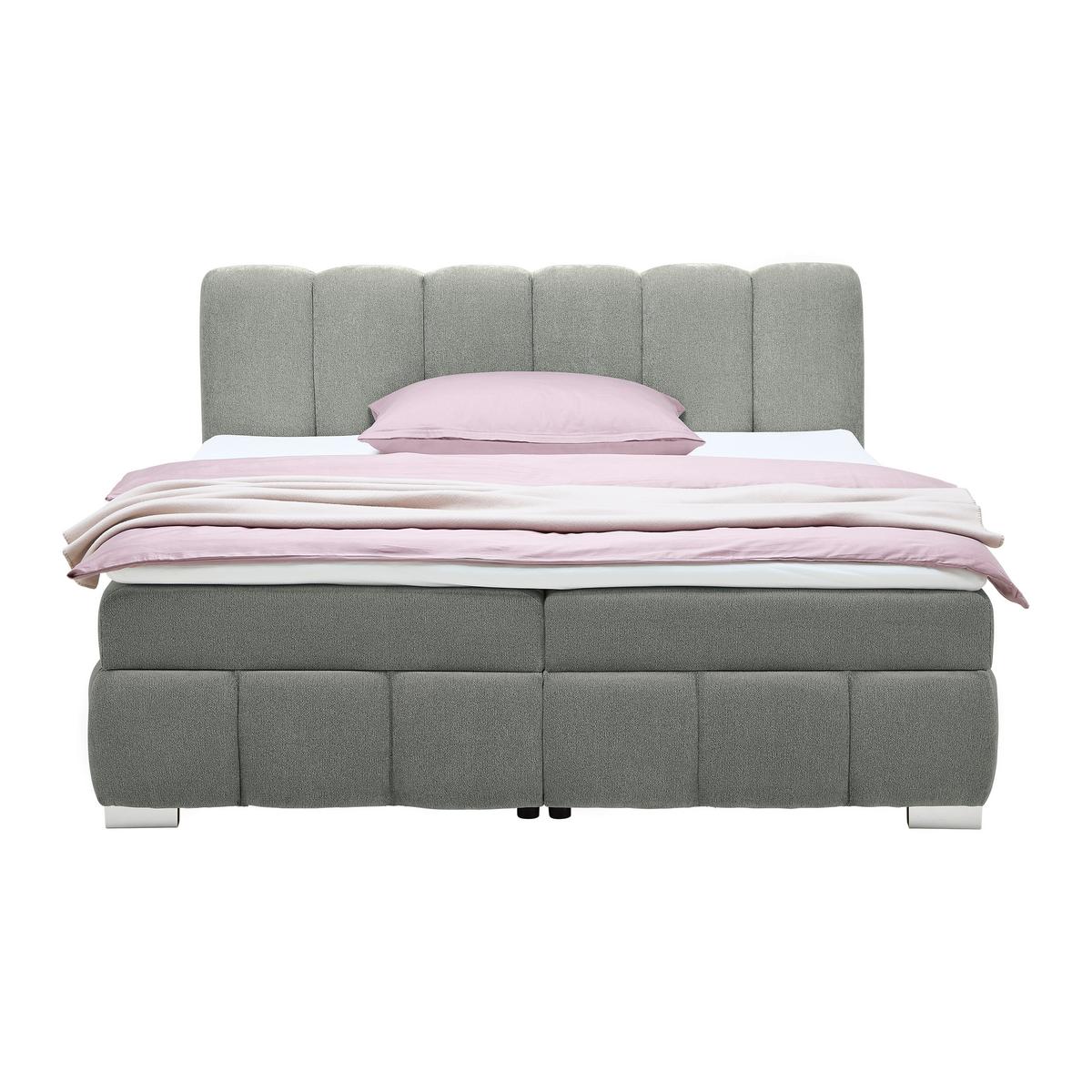 Boxbett Elaris Dunkelgrau ca. 140x200cm - Chromfarben/Dunkelgrau, KONVENTIONELL, Kunststoff/Textil (140/200cm) - Mömax