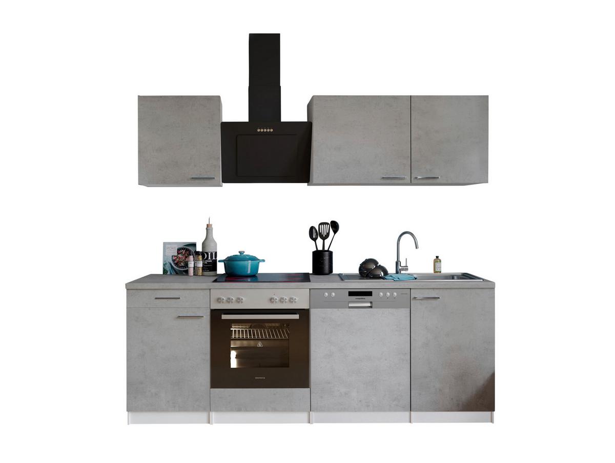 Küchenblock Malia m. Geräten Grau/Weiß - Edelstahlfarben/Weiß, Basics, Holzwerkstoff/Metall (220cm) - Respekta