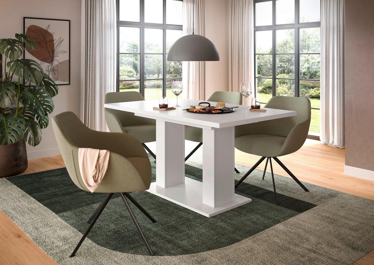 Ausziehtisch Marlon ca. 150x190 cm Weiß - Weiß, KONVENTIONELL, Holzwerkstoff (150-190/90/76cm)
