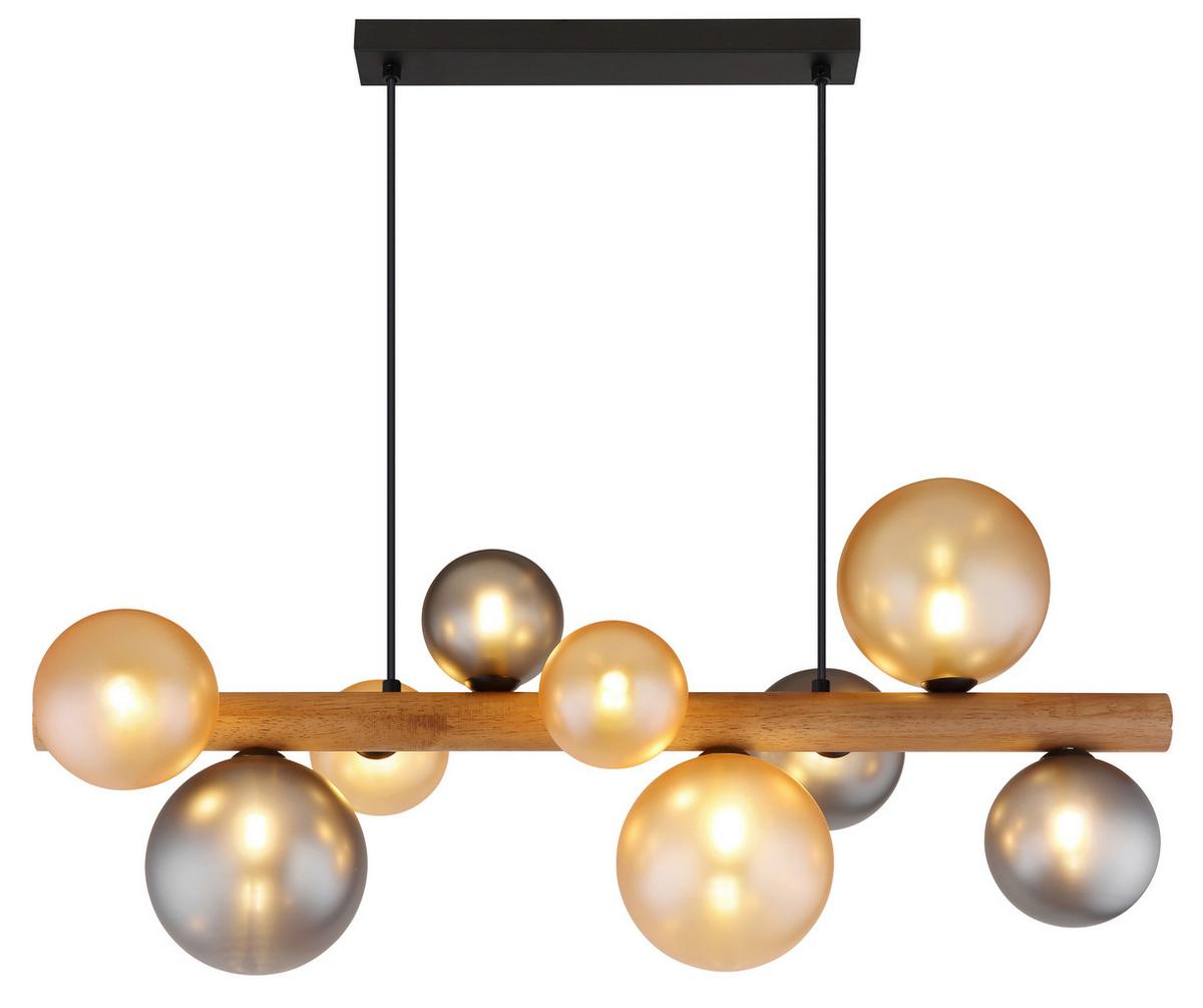 Viseća Svjetiljka Riha - narančasta/tamno smeđa, Basics, staklo/drvo (78/29/150cm) - Globo