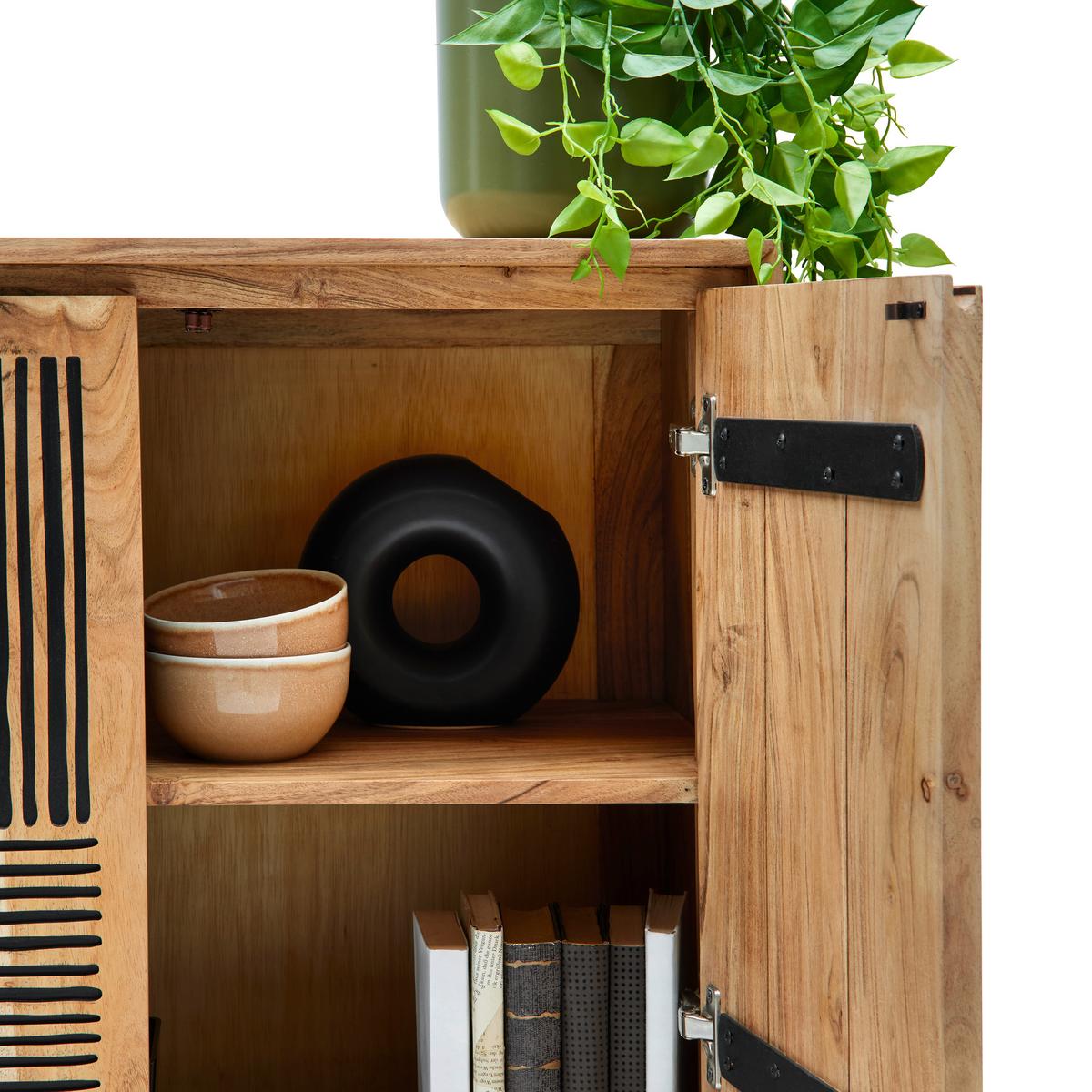 Highboard Tarim Schwarz/Akaziefarben - Schwarz/Akaziefarben, LIFESTYLE, Holz/Metall (80/150/40cm) - Mömax