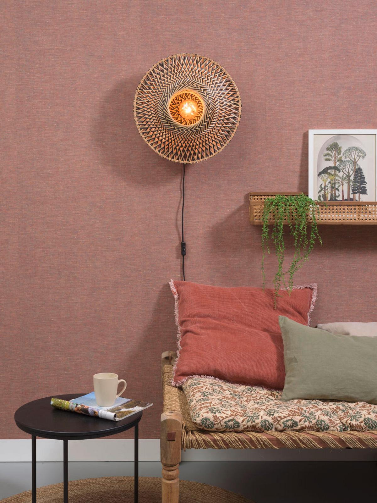 Wandleuchte Bali in Schwarz/Braun max. 40 Watt - Hellbraun/Schwarz, Natur, Naturmaterialien/Metall (47/26cm) - Good & Mojo