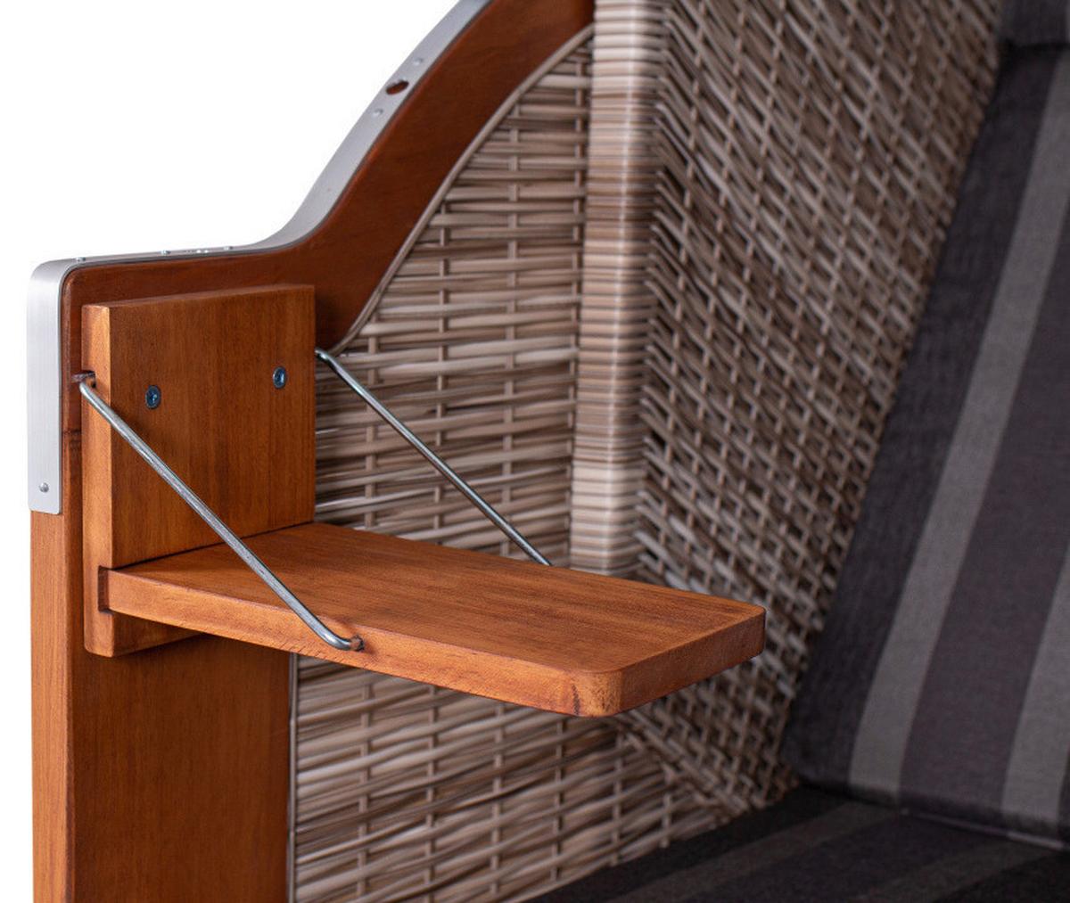 Strandkorb ca. 140x160x80 cm Braun/Grau - Braun/Grau, Basics, Holz/Kunststoff (140/160/80cm) - Gardenson