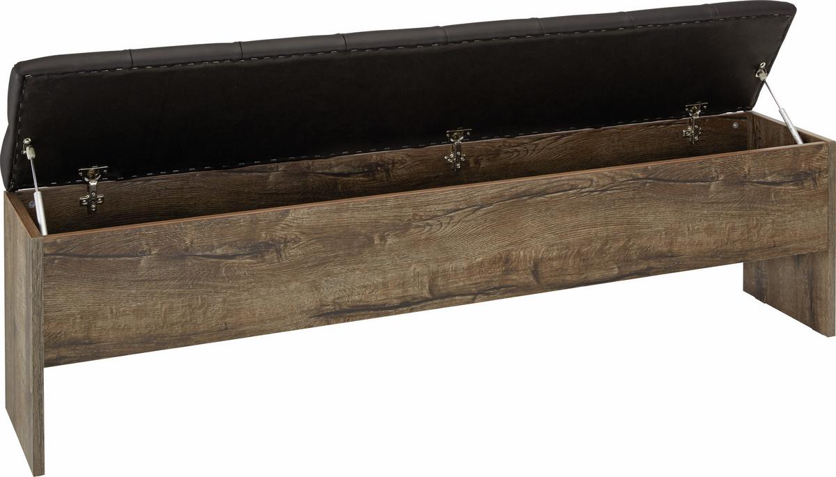 Bancă cu spaţiu de depozitare Bellevue - culoare lemn stejar/negru, Lifestyle, plastic/metal (185/54/34,8cm)