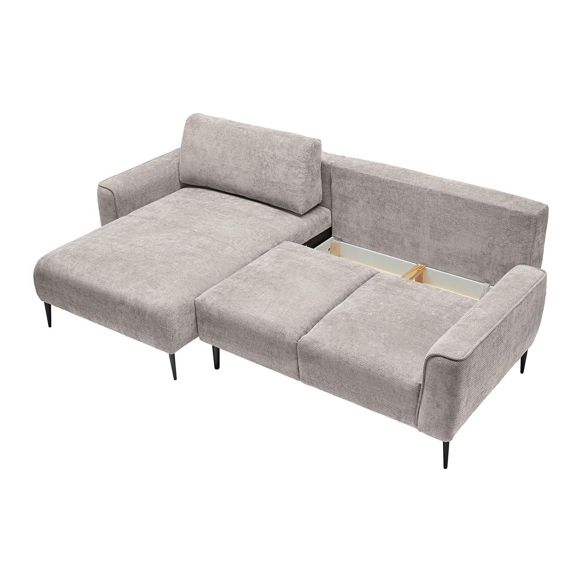 Ecksofa Custom Hellgrau - Hellgrau/Schwarz, MODERN, Textil/Metall (164/85/255cm) - Mömax