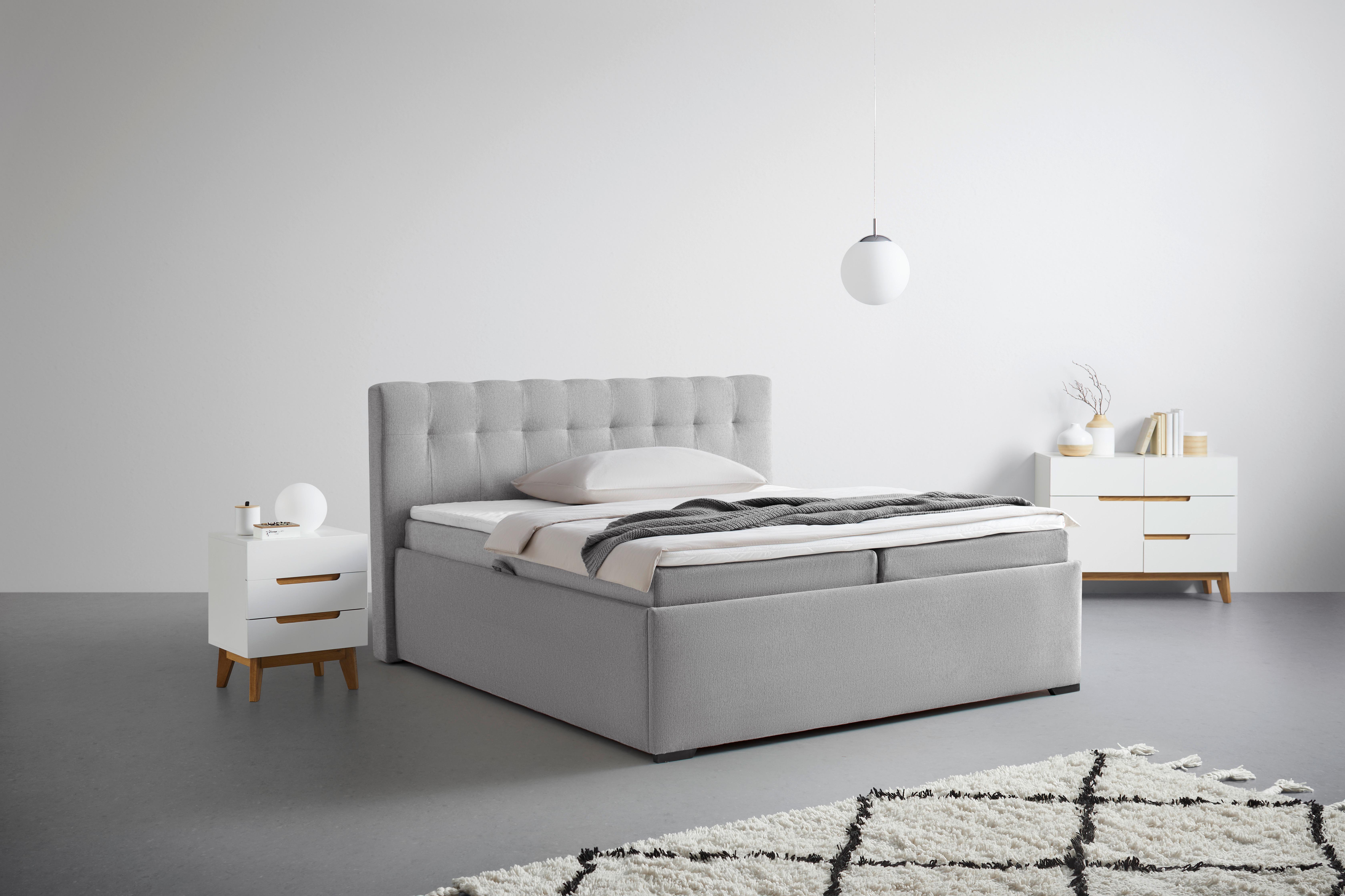 Polsterbett Thor in Grau ca. 160x200cm - Anthrazit/Grau, KONVENTIONELL, Textil (160/200cm) - Mömax