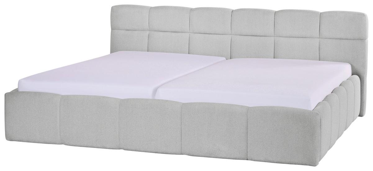 Polsterbett Ascona Hellgrau ca. 240x200cm - Hellgrau/Schwarz, KONVENTIONELL, Kunststoff/Textil (240/200cm) - Based