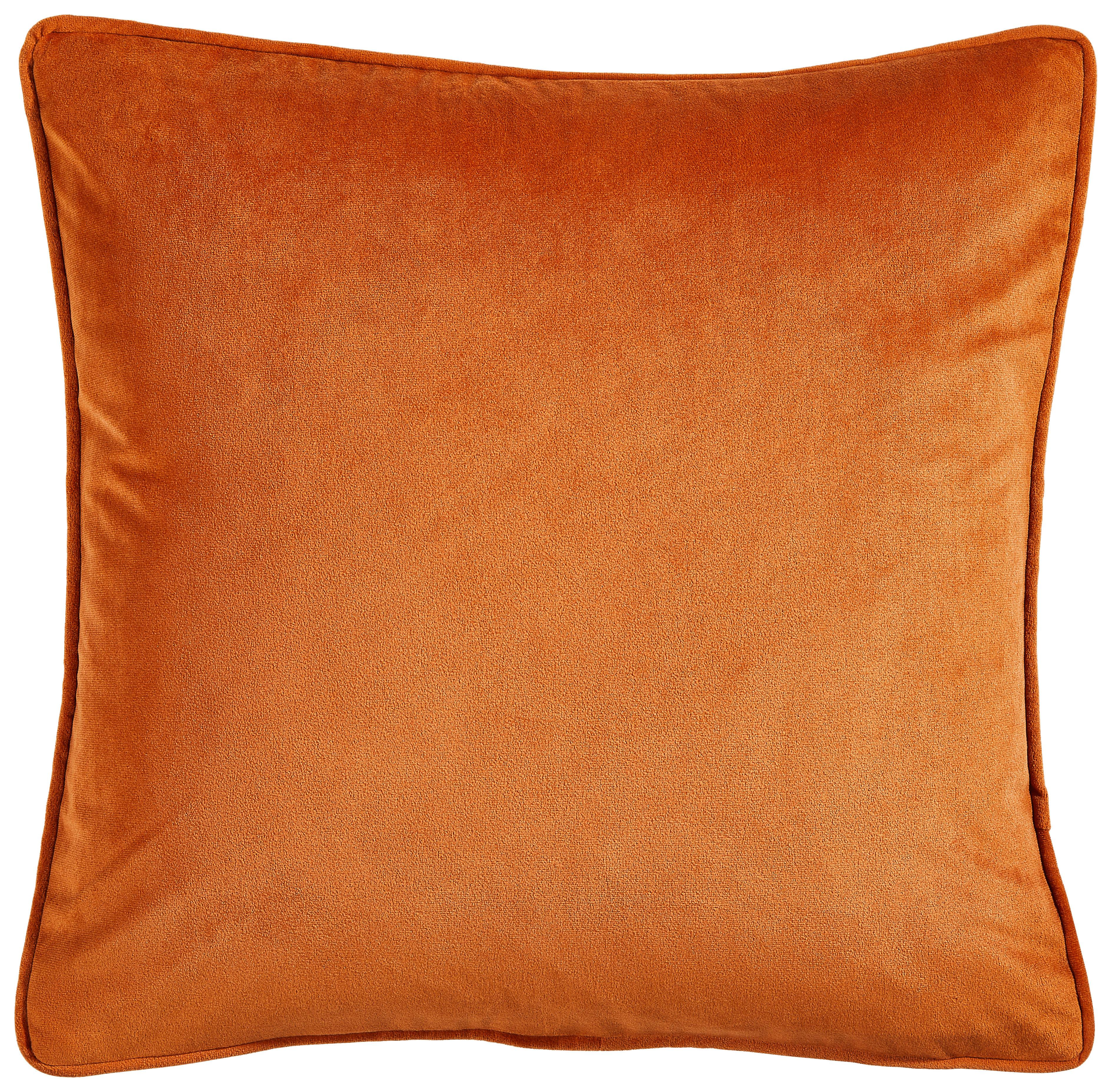 POSZEWKA NA PODUSZKĘ ZENATO SAMT UNI - terakota, Basics, tkanina (48/48cm) - Ambiente