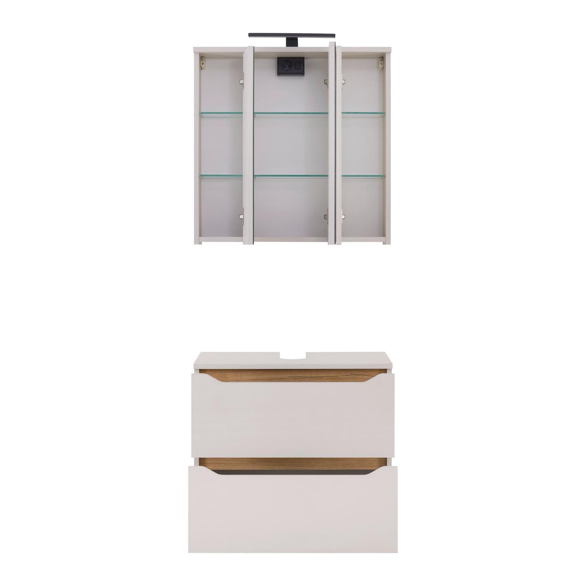 Waschbeckenunterschrank Mallorca Kaschmir/Eiche - Kaschmir/Schwarz, MODERN, Holzwerkstoff (70/60/40cm) - Based