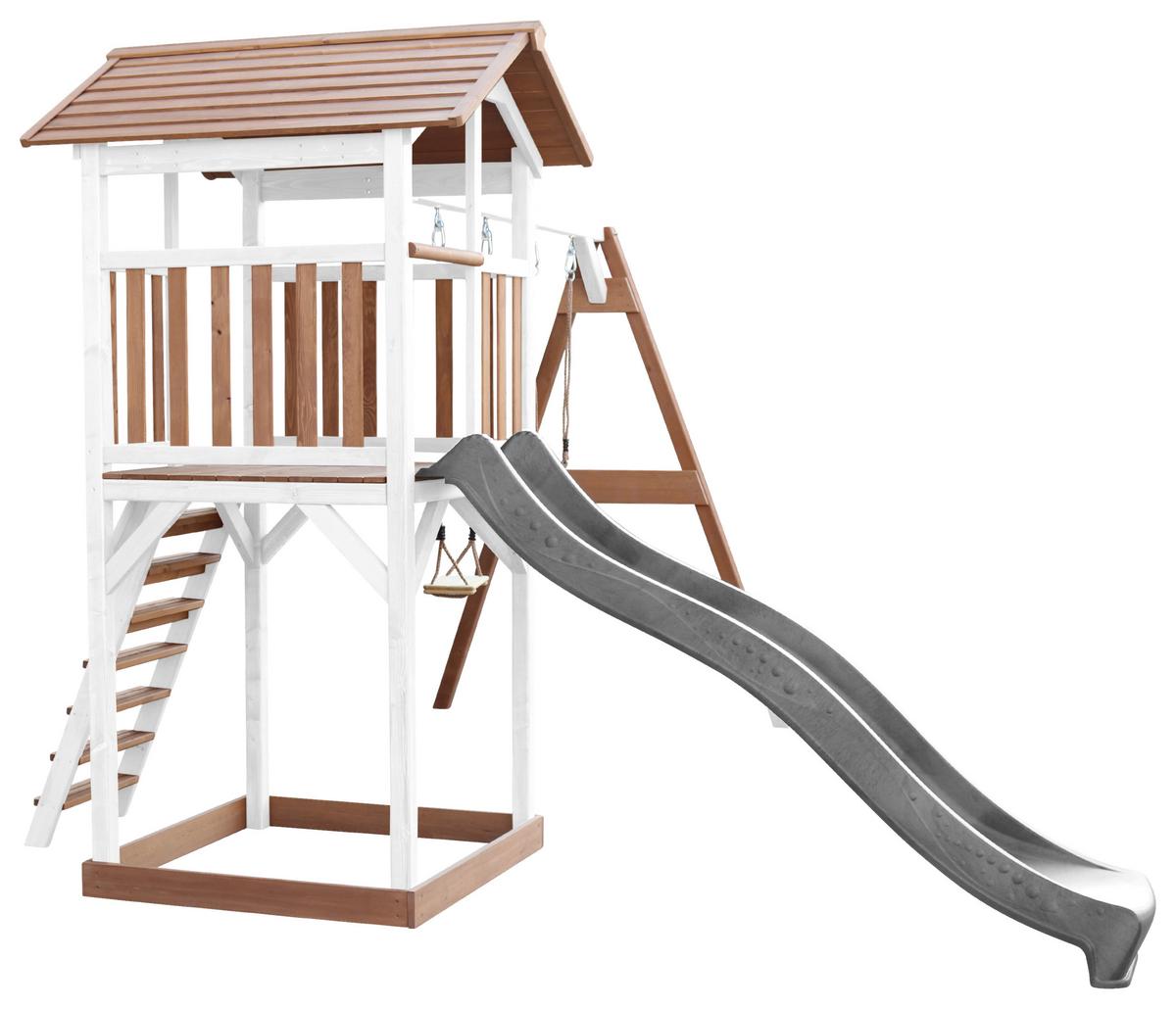 SPIELTURM A025.122.81 - Braun/Weiß, KONVENTIONELL, Holz/Kunststoff (356,6/241,9/349cm) - Ambia Garden