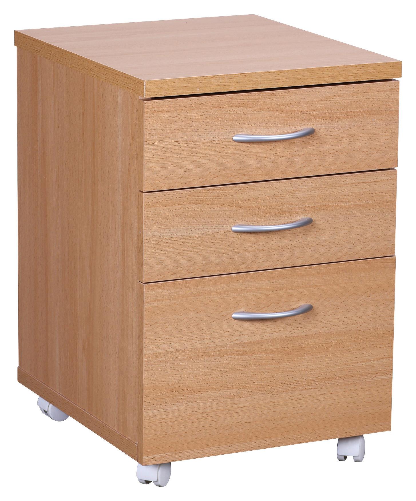 Rollcontainer Kilian ca. 40x60x45 cm Buchefarben - Silberfarben/Buchefarben, KONVENTIONELL, Holzwerkstoff/Kunststoff (40/60/45cm) - MID.YOU