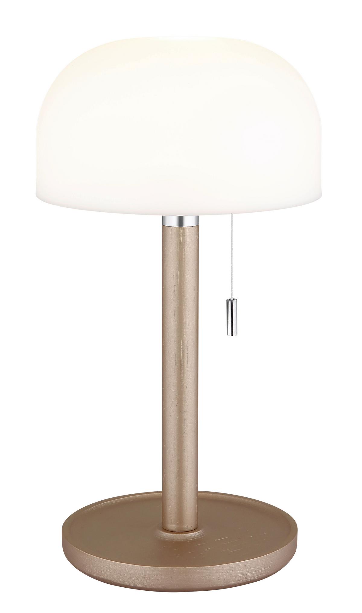 AKKU-TISCHLEUCHTE NORMAN - Weiss/Champagner, Trend, Holz/Kunststoff (15/28cm) - Globo