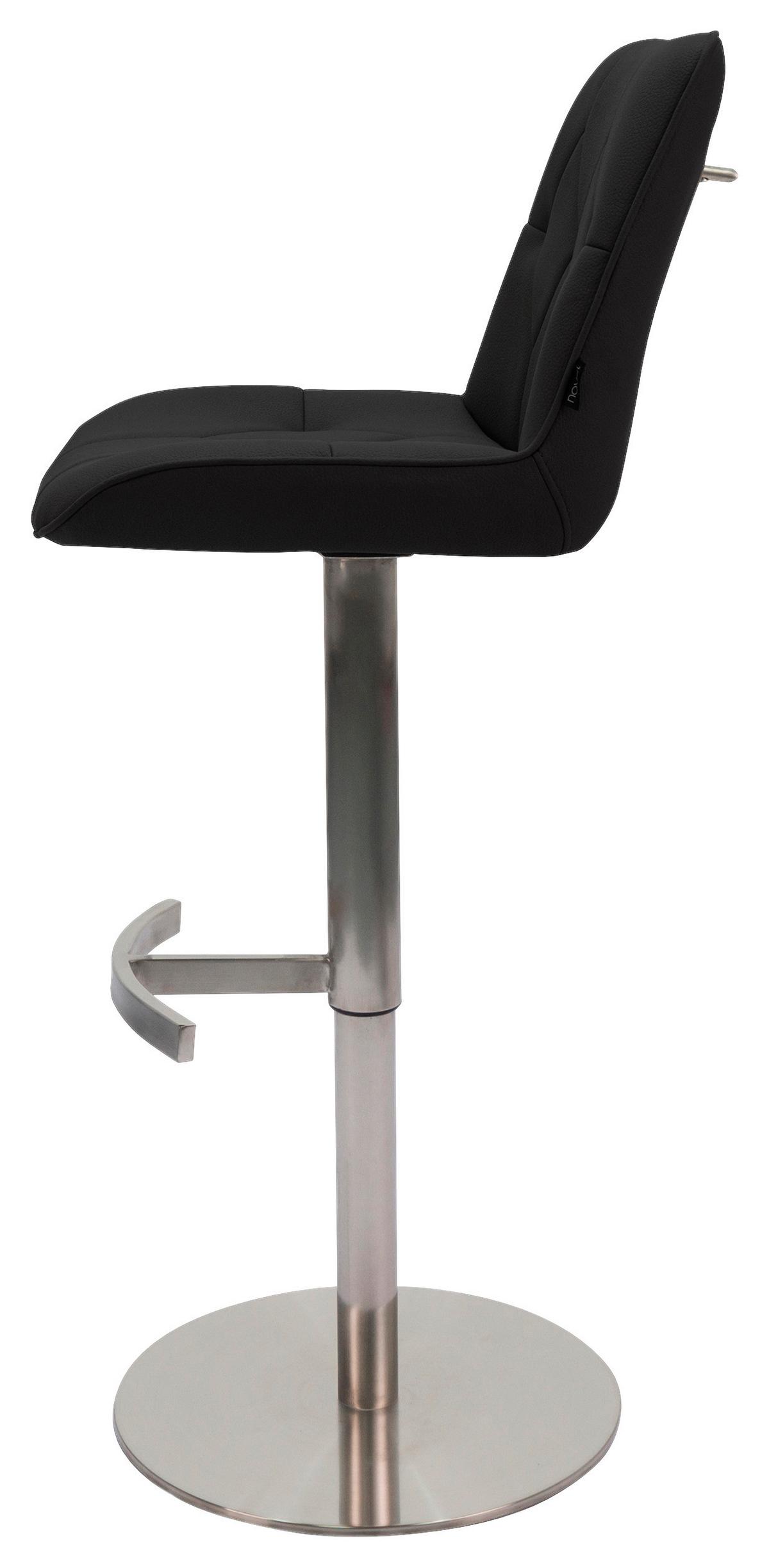 STOŁEK BAROWY HENRY - kolor stalowy/czarny, Design, metal/tkanina (44/110/54,5cm) - Novel