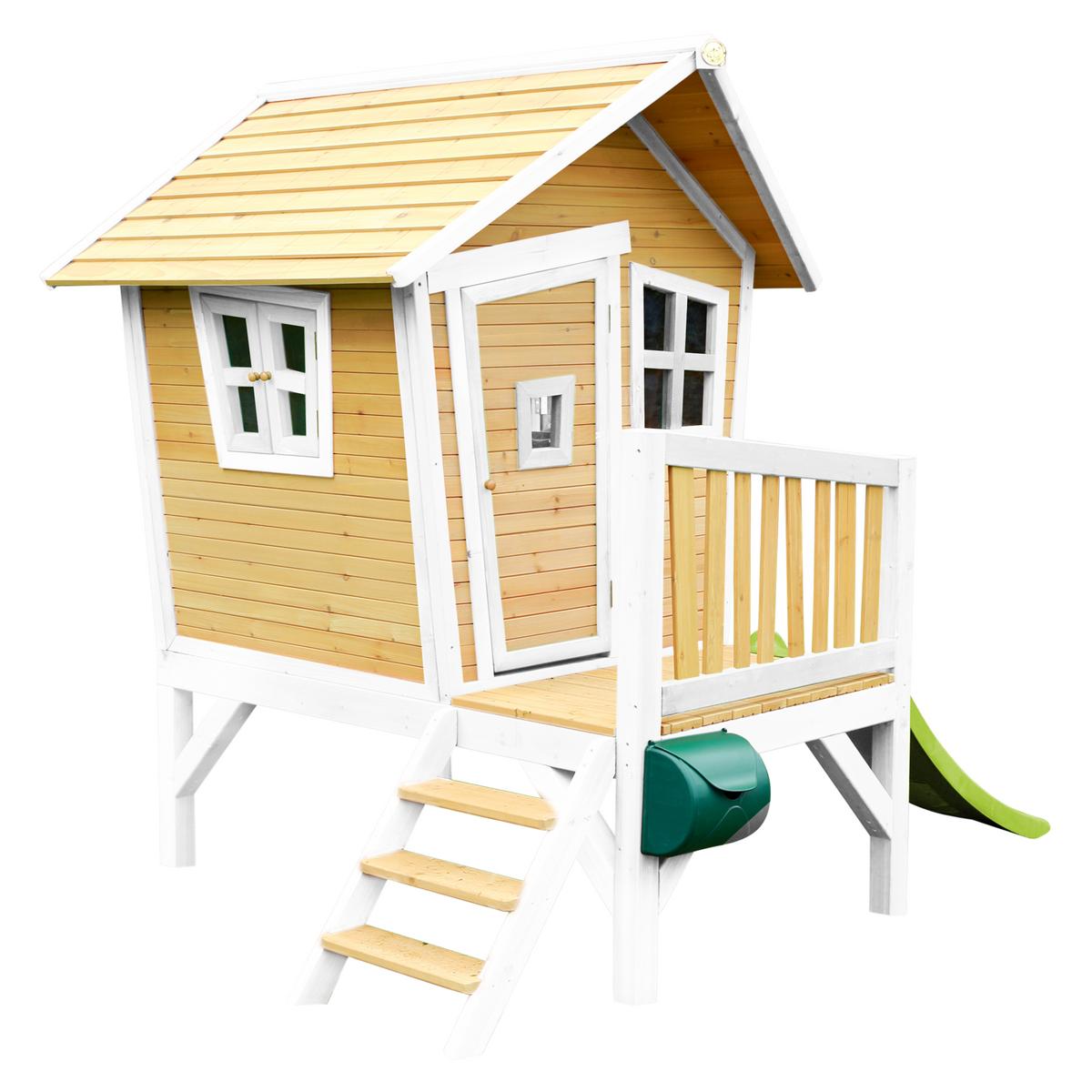 Spielturm Robin aus Zedernholz - Braun/Weiß, Basics, Holz/Kunststoff (264/203/177cm) - Ambia Garden