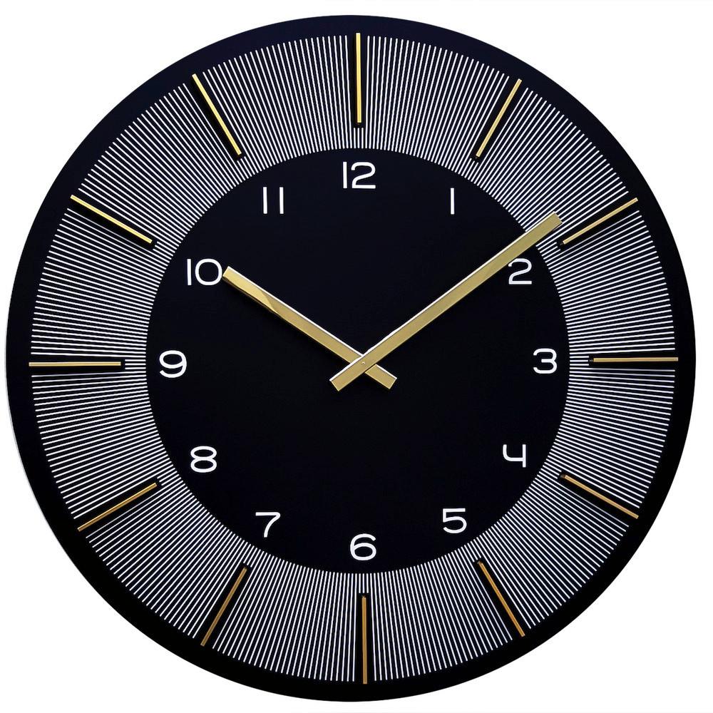 Wanduhr Gilbert Schwarz/Weiß/Gold - Goldfarben/Schwarz, Basics, Holzwerkstoff (39,5/39,5/4cm) - Nextime