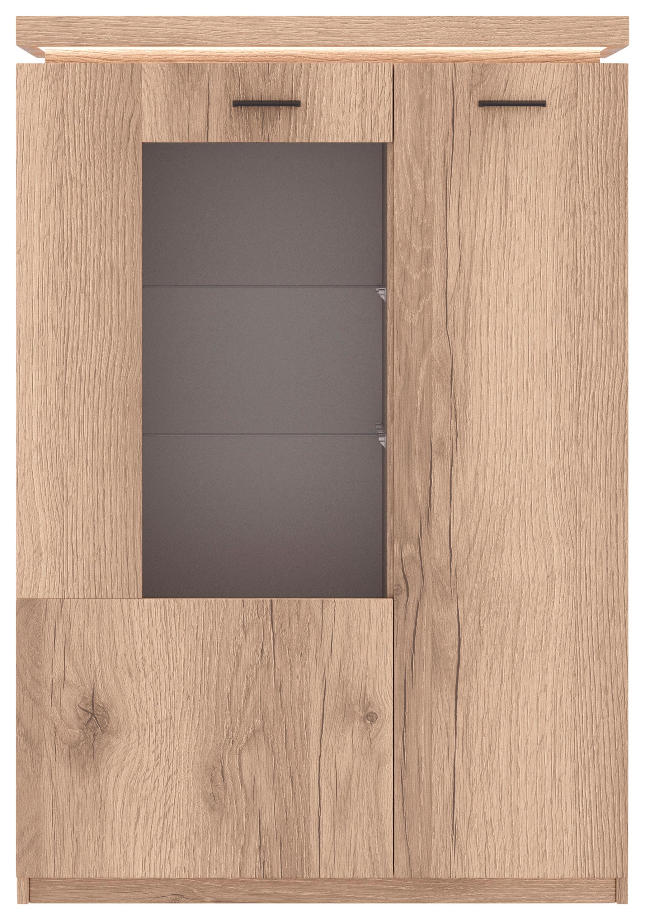 Vitrina Vancouver, Z Osvetlitvijo - barve hrasta/antracit, Moderno, kovina/steklo (98/143/38cm) - Mömax