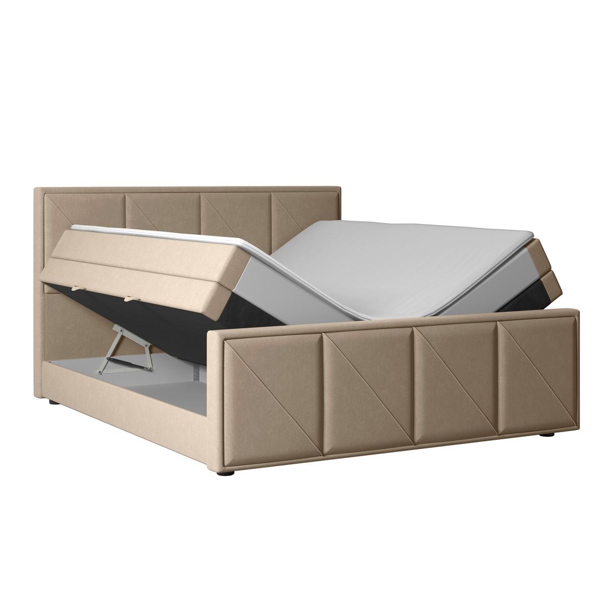 Boxspringbett Oslo ca. 180x200 cm Beige - Beige, MODERN, Holz/Kunststoff (180/200cm) - MID.YOU
