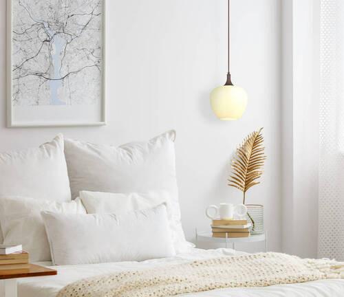 Hängeleuchte Maxy Braun/Opal max. 60 Watt - Opal/Braun, KONVENTIONELL, Glas/Textil (24/120cm) - Globo