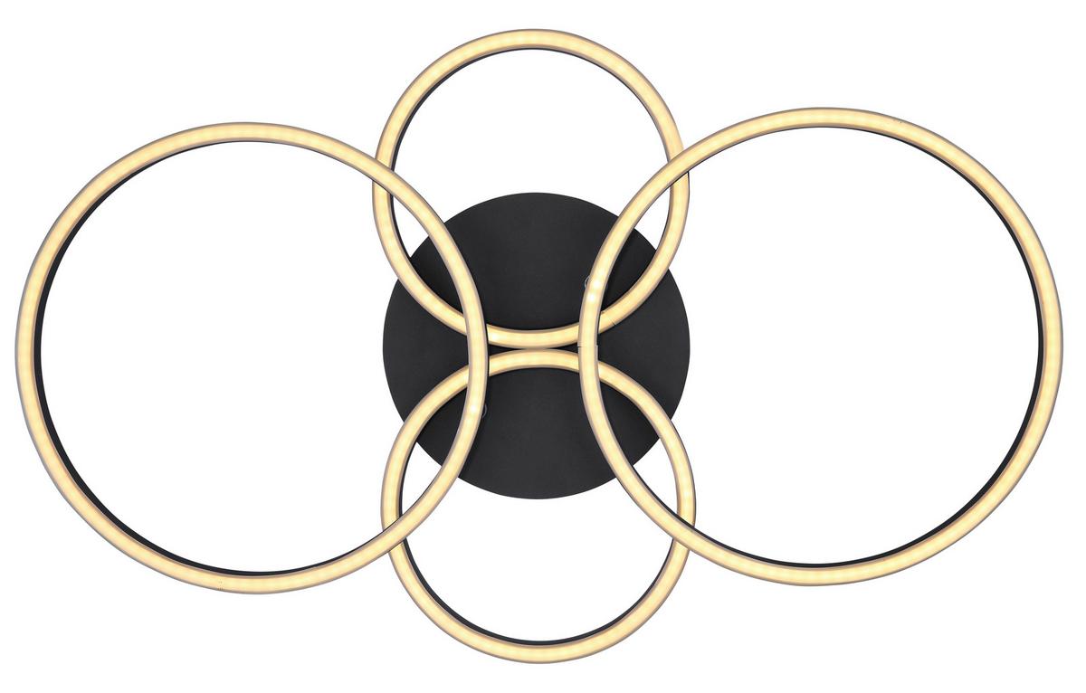 Led Stropna Svjetiljka Kendy - crna, Design, metal/plastika (65,5/40,6/7,5cm) - Globo