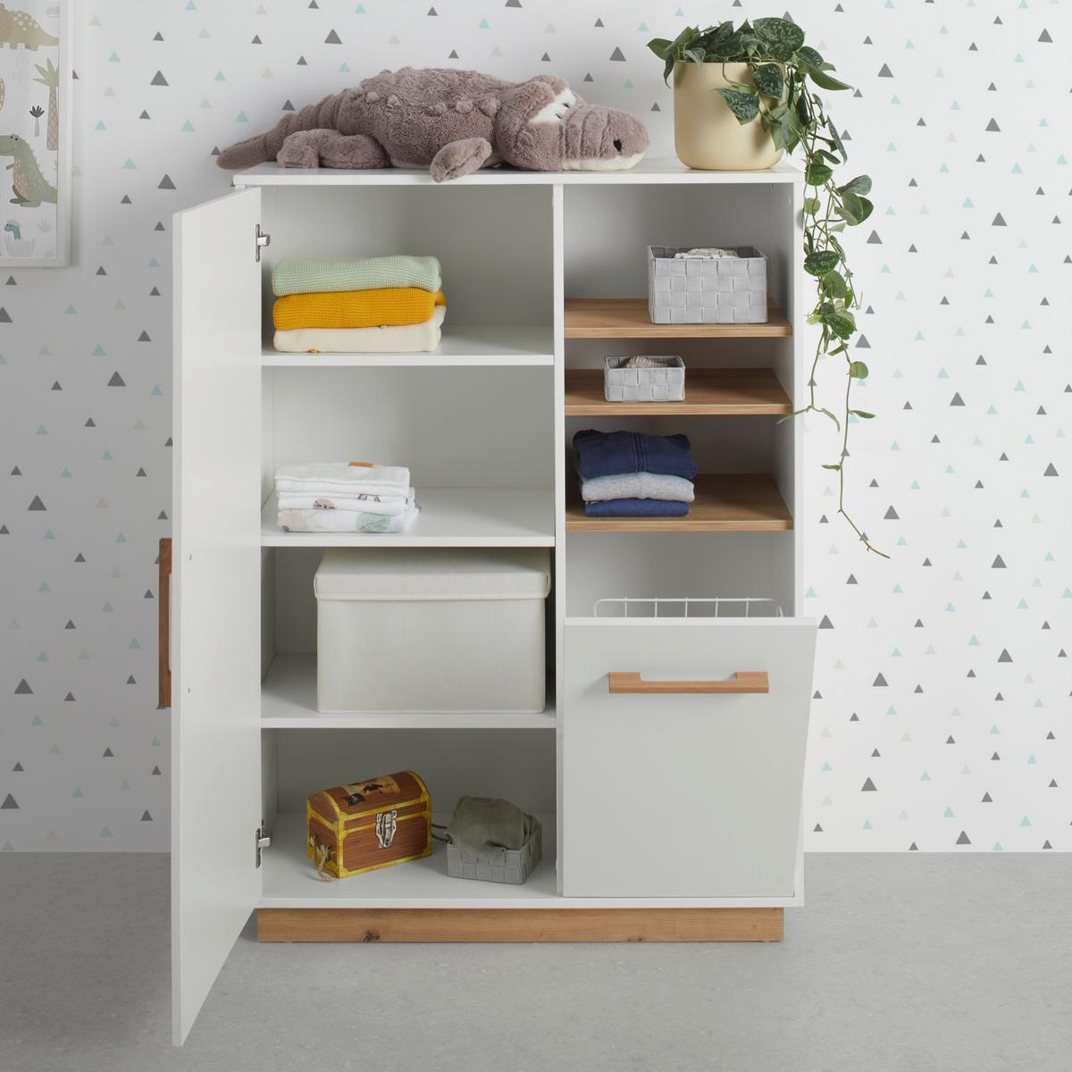 Highboard Luna White in Weiß ca. 93x130x40cm - Weiß/Eiche Artisan, KONVENTIONELL, Holzwerkstoff (93/130/40cm) - Roba