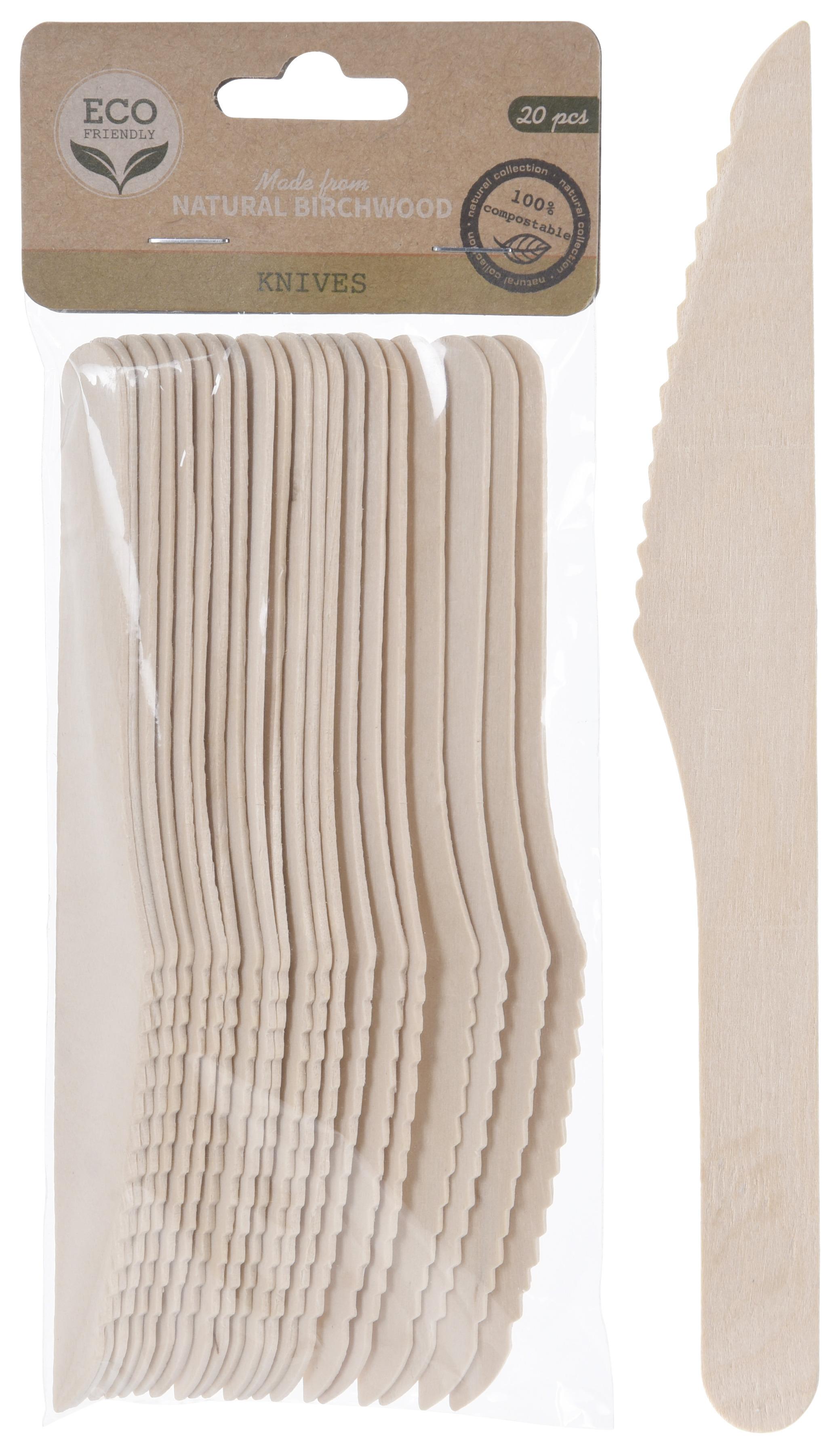 Eldobható Késszett 20db/csomag - fa (16,5cm)