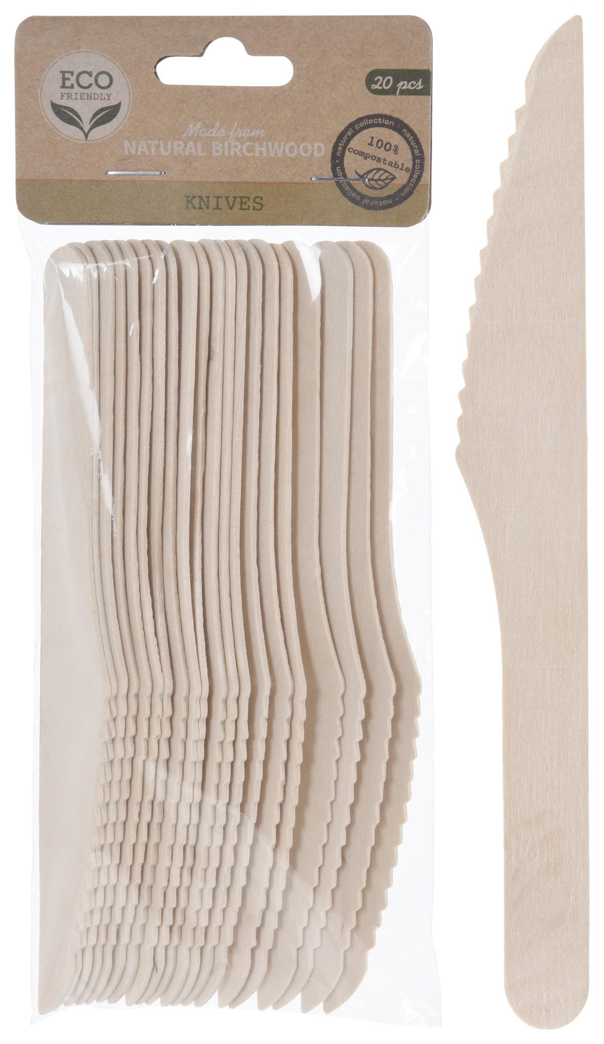 Eldobható Késszett 20db/csomag - fa (16,5cm)