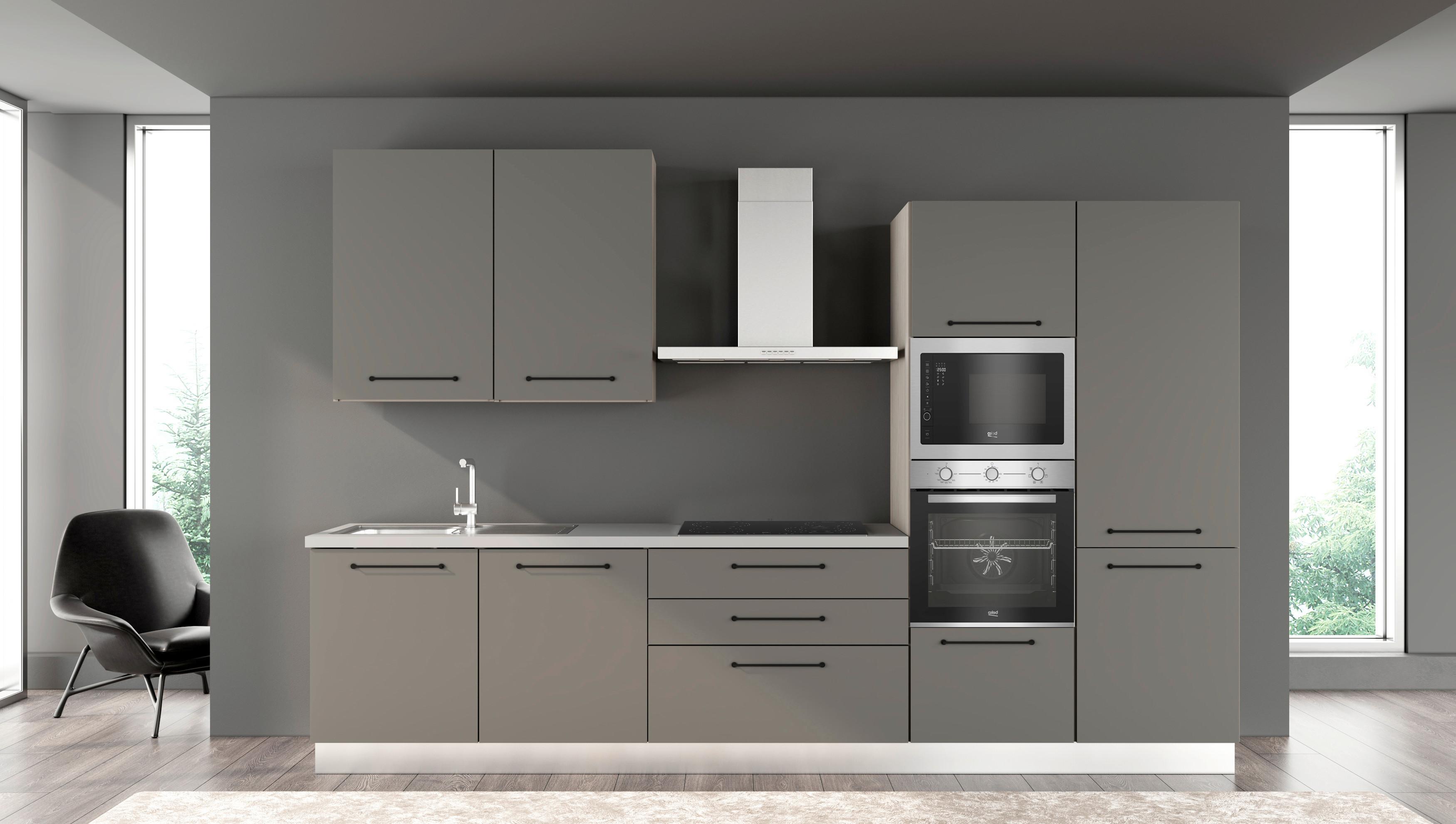 Blok Kuhinja S Aparatima Line 330 - siva/crna, Konvencionalno, drvo/metal (330/216-240/60cm)