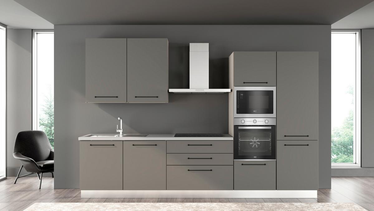 Blok Kuhinja S Aparatima Line 330 - siva/crna, Konvencionalno, drvo/metal (330/216-240/60cm)