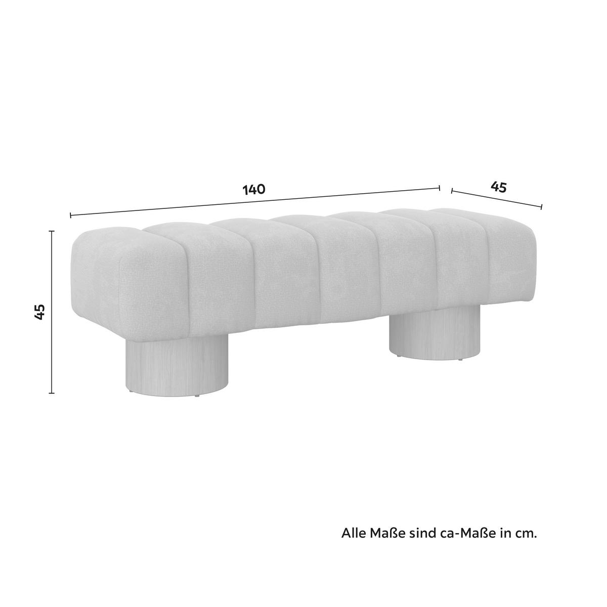 Sitzbank Alina Chenille Hellbraun - Hellbraun/Naturfarben, MODERN, Holz/Holzwerkstoff (140/45/45cm) - Bessagi Home