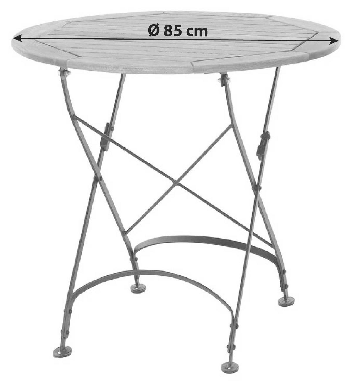 Siena Garden Gartentisch D: ca.85cm Robinie - Robinienfarben/Schwarz, KONVENTIONELL, Holz/Metall (85/85/78cm) - Siena Garden