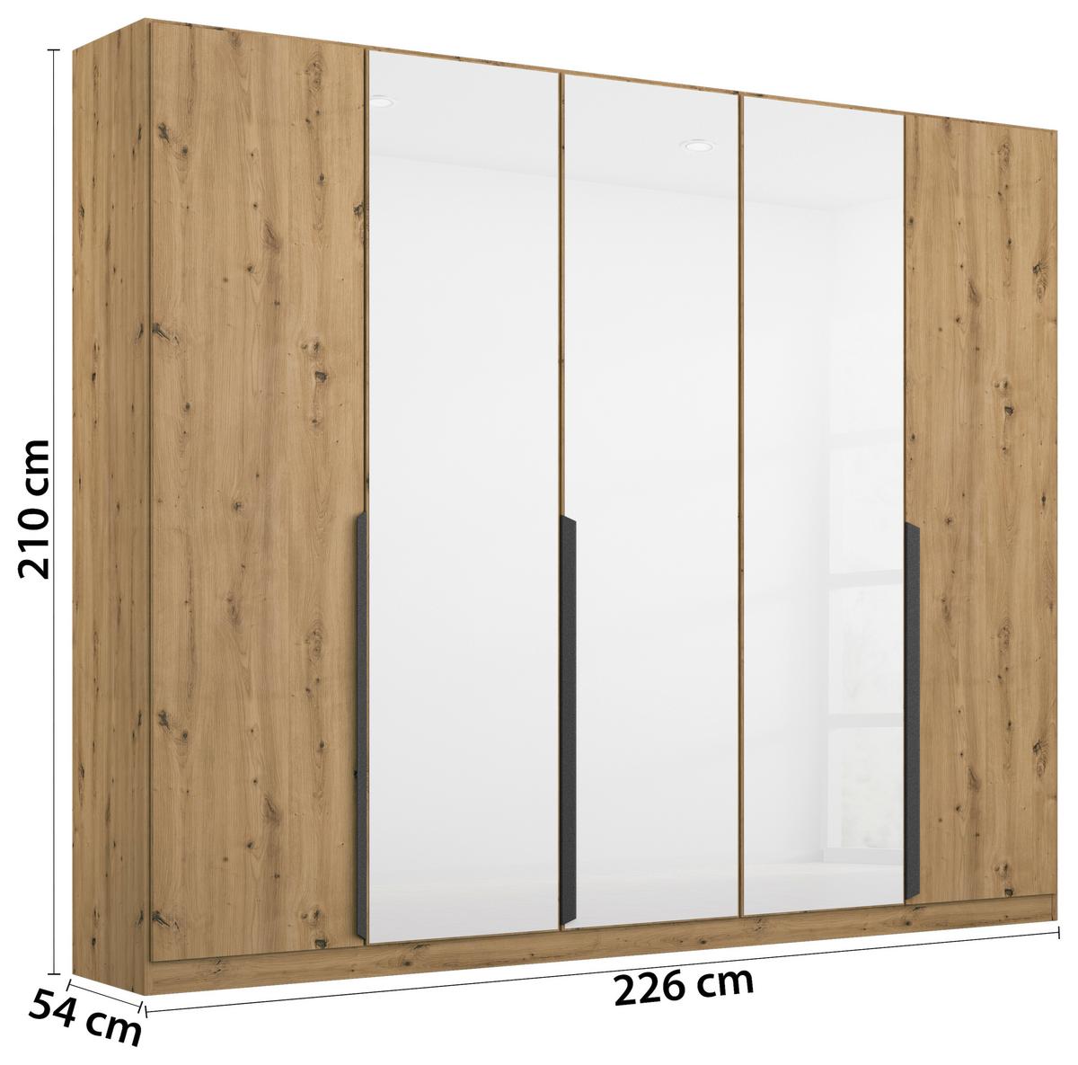 DULAP USI ROTATIVE ARTEMIS - alb/stejar Artisan, Modern, sticlă/material pe bază de lemn (225/210/54cm) - Modern Living