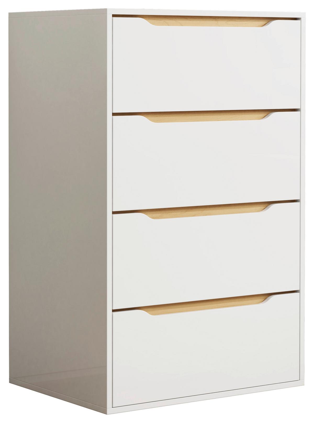 Komoda Malira Xl, Bela, Barva Hrasta - bela/medeni hrast, Design, leseni material (65/102/48cm) - MID.YOU