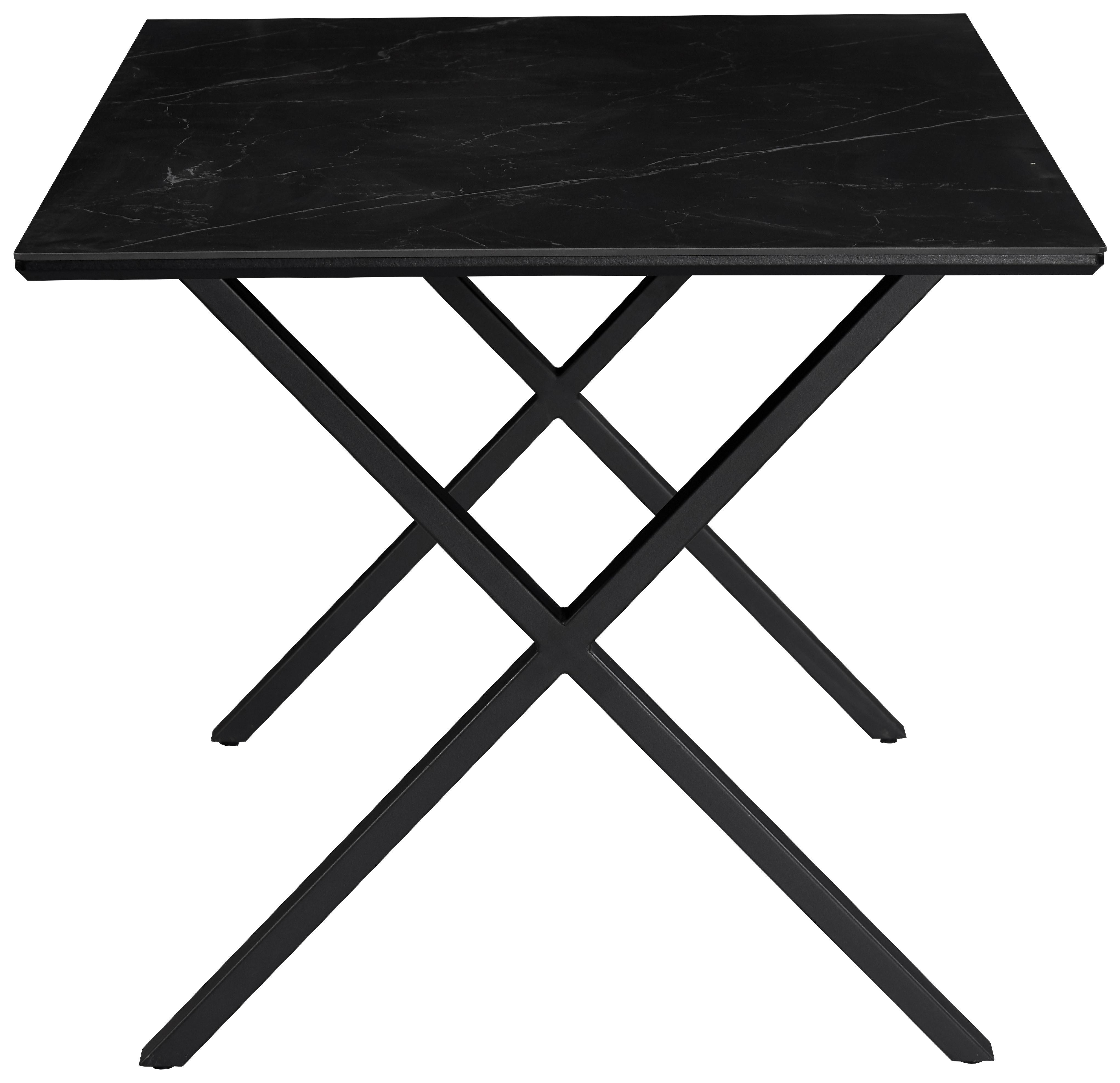 Esstisch Lorenzo Schwarz ca. 180x76x90cm - Schwarz, MODERN, Holzwerkstoff/Stein (180/90/76cm) - Mömax