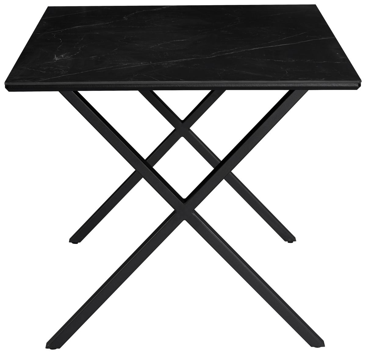 Esstisch Lorenzo Schwarz ca. 180x76x90cm - Schwarz, MODERN, Holzwerkstoff/Stein (180/90/76cm) - Mömax