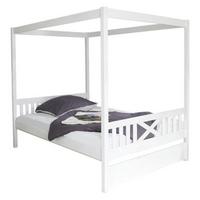 Postelja Z Baldahinom Lino, Bela, 140x200 - bela, Moderno, les (140/200cm) - MID.YOU