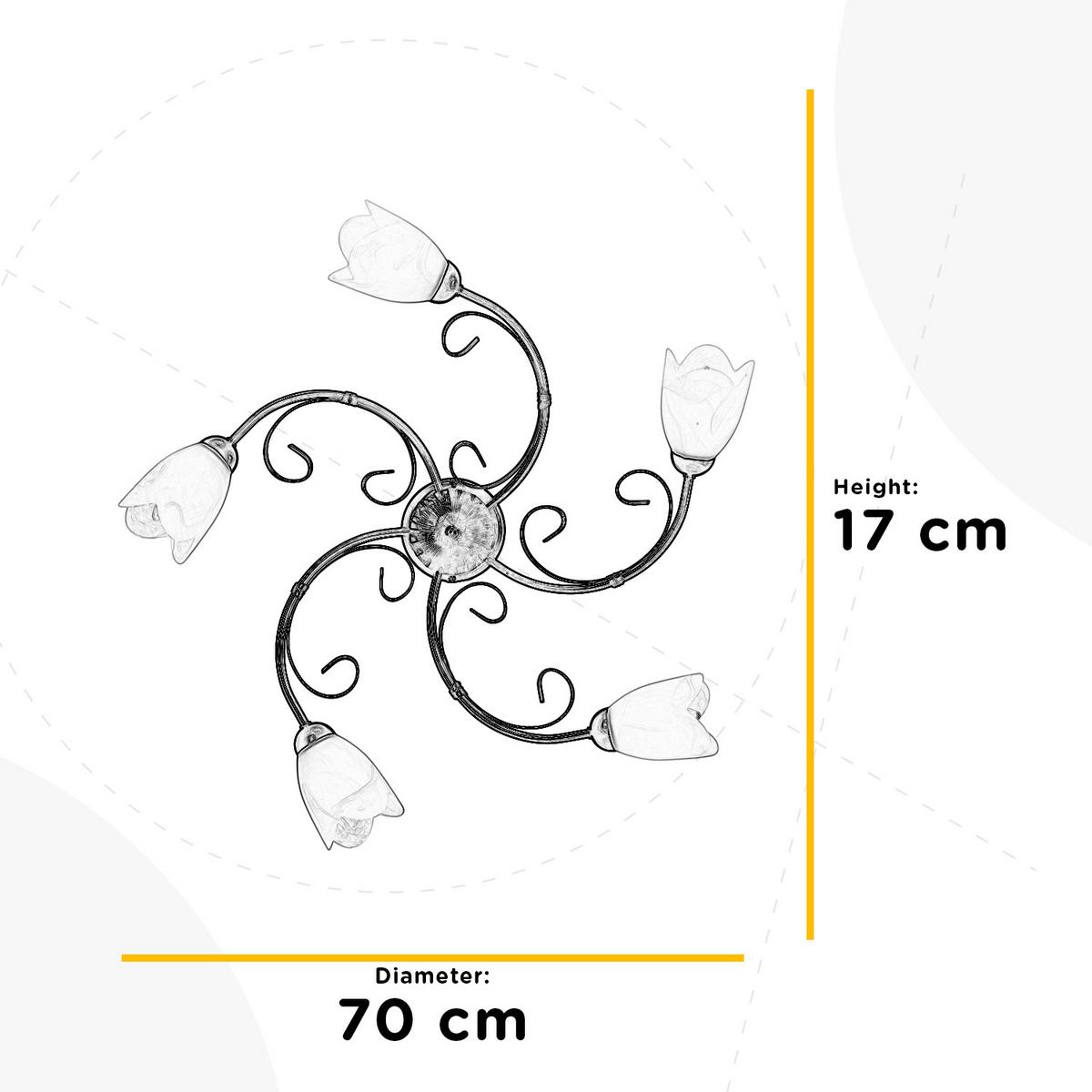 Mennyezeti Lámpa 4623/pl5 Odino - bronzszínű, Konventionell, üveg/fém (70/17cm)