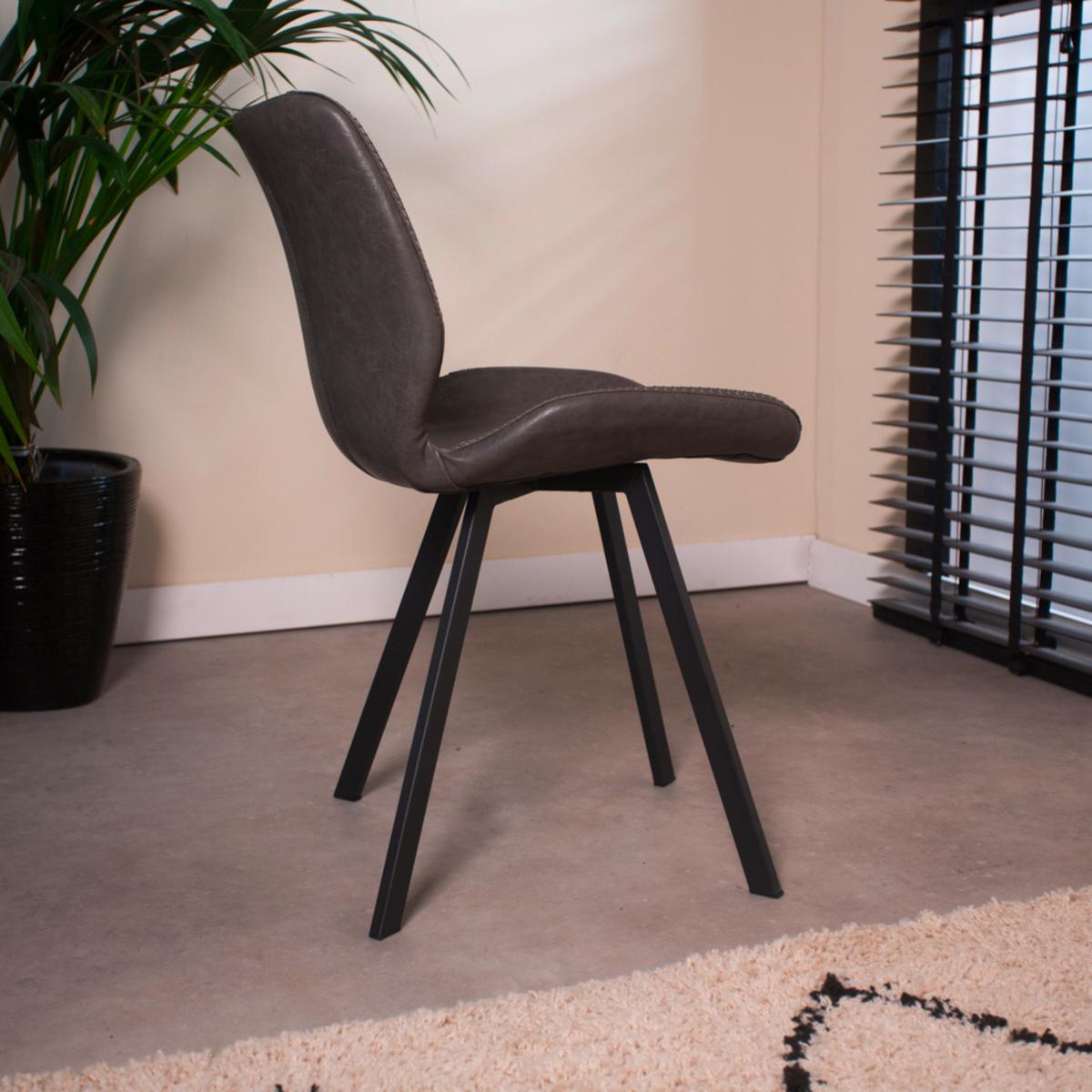 Stuhl-Set Barona 4er-Set Anthrazit Lederlook - Anthrazit/Schwarz, MODERN, Textil/Metall (44/80/55cm) - MID.YOU