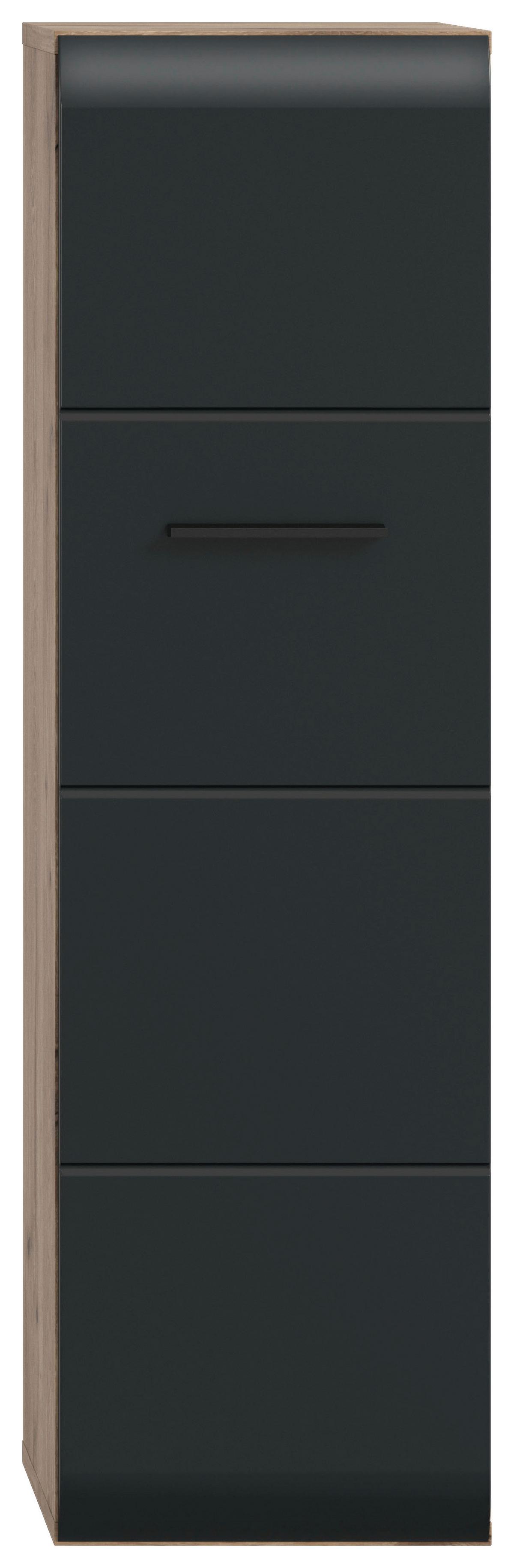 MIDISCHRANK ICE - Eiche dunkel/Schwarz, Basics, Holzwerkstoff/Kunststoff (30/106/30cm) - MID.YOU