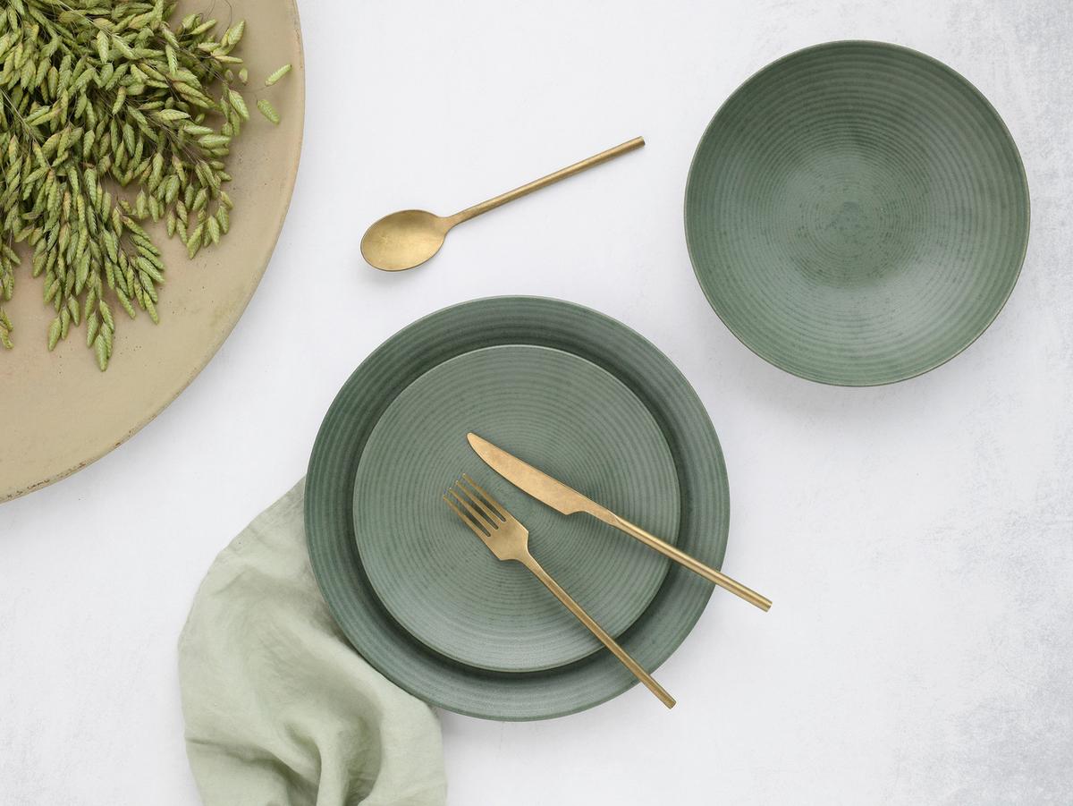 Jedilni Servis Catania Eukalyptus, 12-Delni - zelena, Basics, keramika - Creatable
