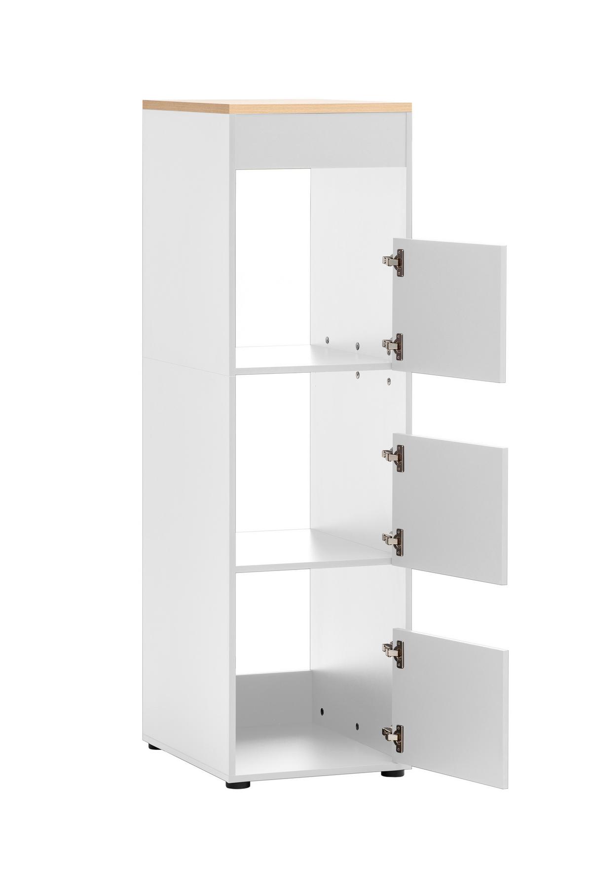 Mehrzweckschrank Solea Weiß/Eiche - Eichefarben/Schwarz, MODERN, Holzwerkstoff/Kunststoff (45,10/154,7/60cm) - MID.YOU