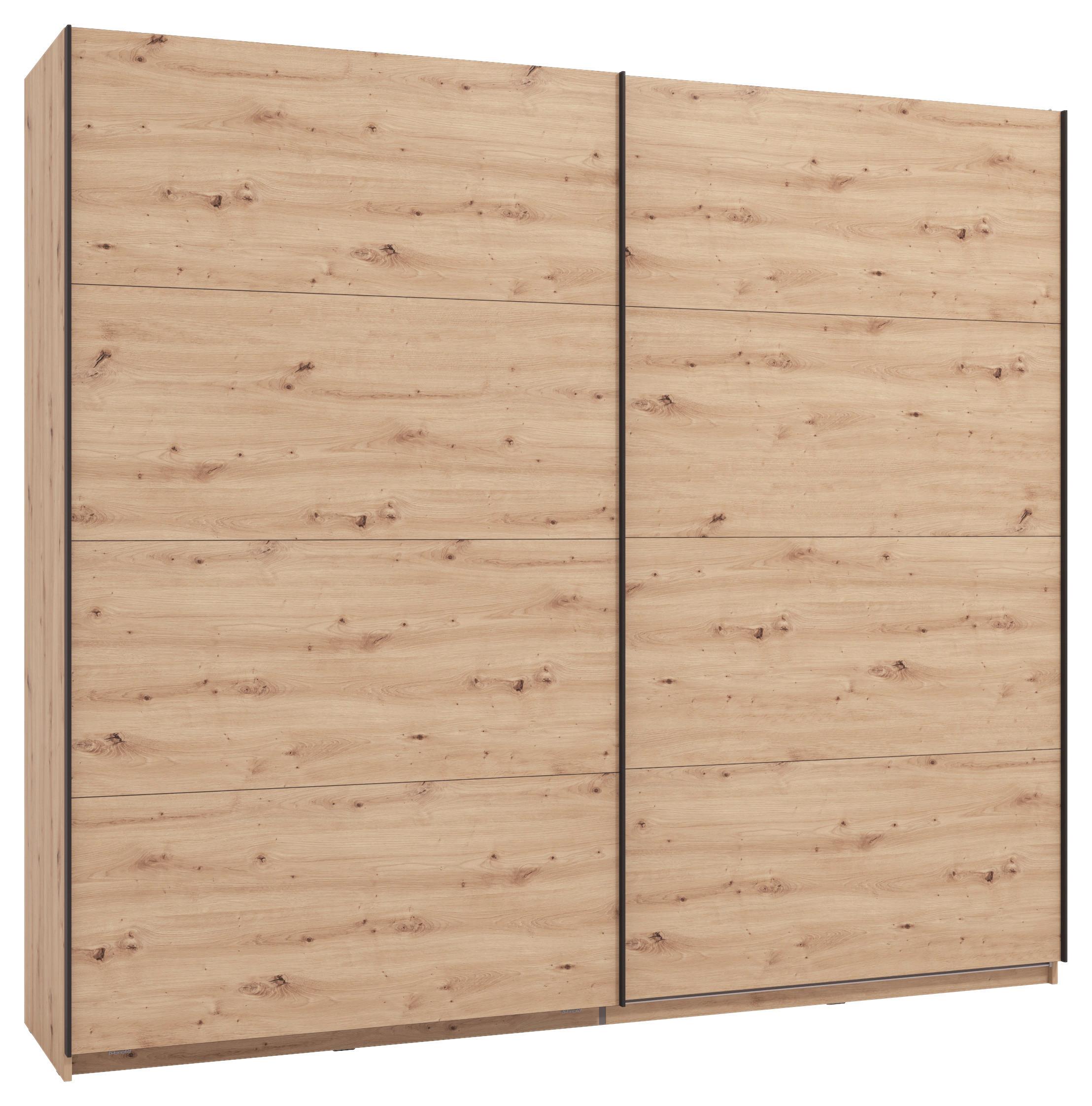 GARDEROB MED SKJUTDÖRRAR GARD 245 -TOP- - ek Artisan/svart, Klassisk, metall/trämaterial (245/217/61cm) - Mömax