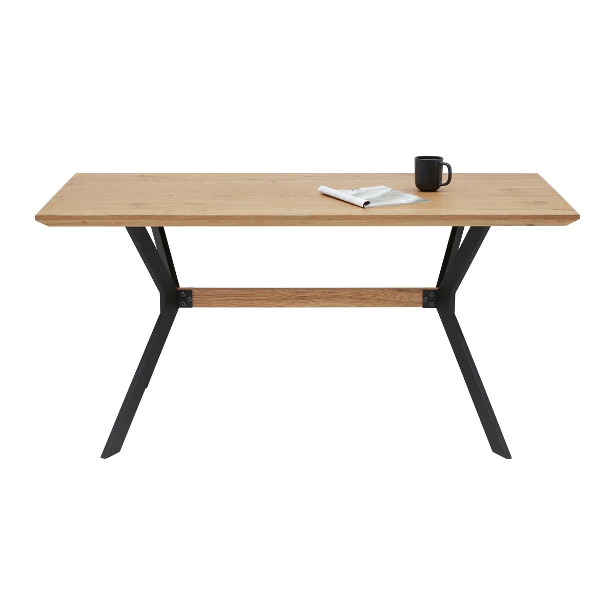 Esstisch Rupert in Schwarz/Eichefarben - Eichefarben/Schwarz, Basics, Holzwerkstoff/Metall (160/80/76cm) - Zandiara