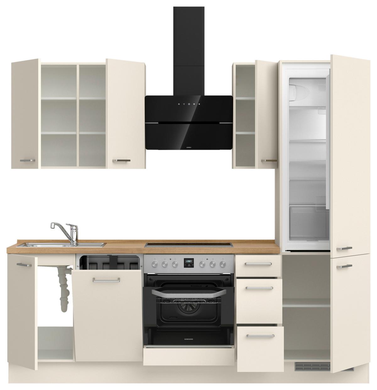 Küchenblock Touch High m. Geräten Magnolie - Edelstahlfarben/Eichefarben, MODERN, Holzwerkstoff/Metall (240cm) - Nobilia