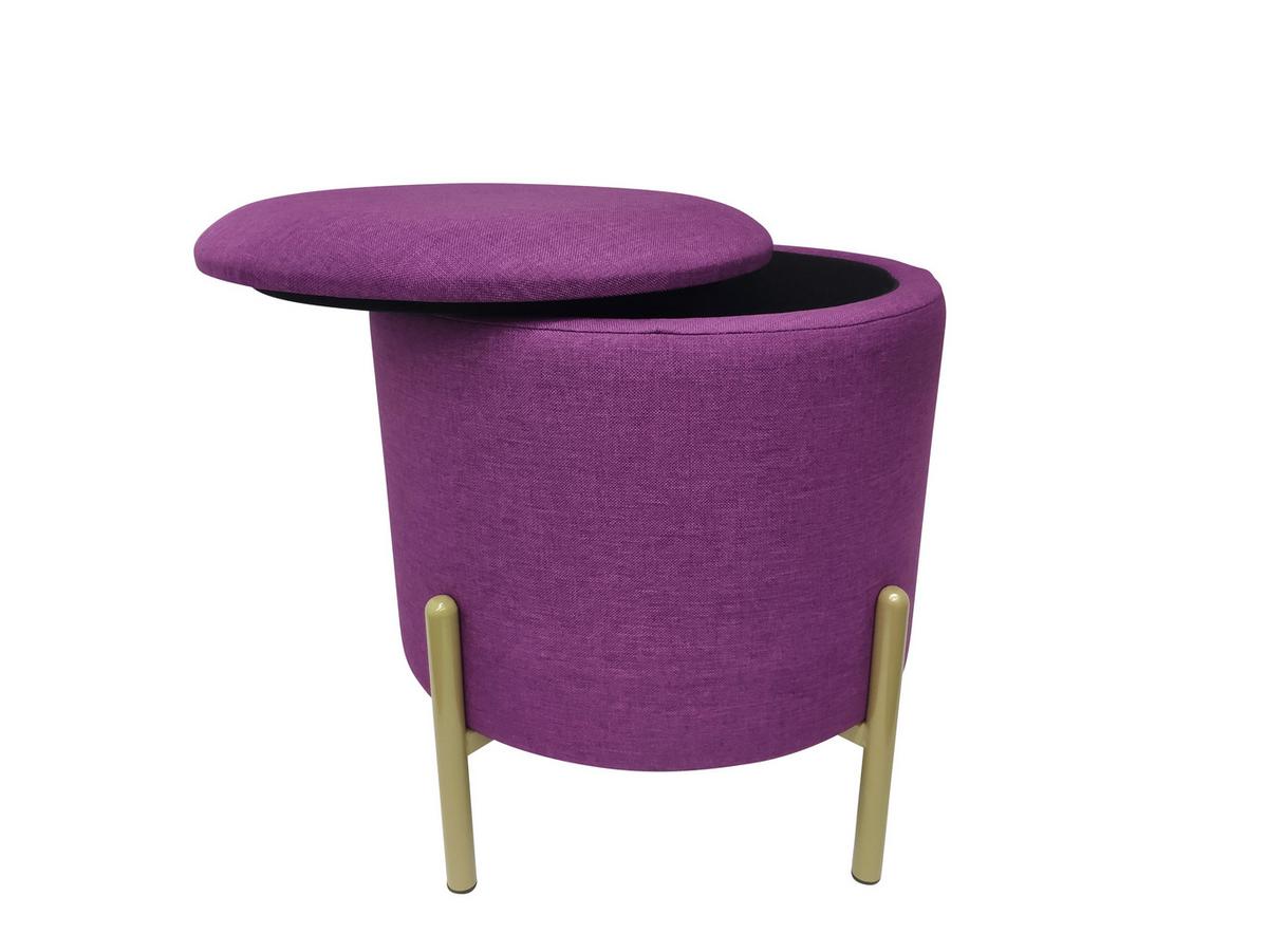 Hocker Logan Beere Samt mit Stauraum - Beere/Goldfarben, Design, Textil/Metall (36/40/36cm) - Echtwerk