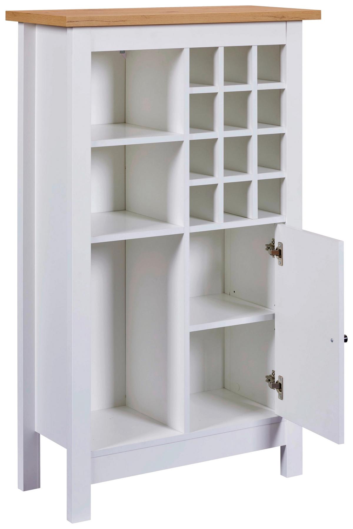 Weinschrank Sicilia Weiß/Eiche Artisan - Schwarz/Weiß, MODERN, Holzwerkstoff/Kunststoff (76,8/124,4/33cm) - Mömax