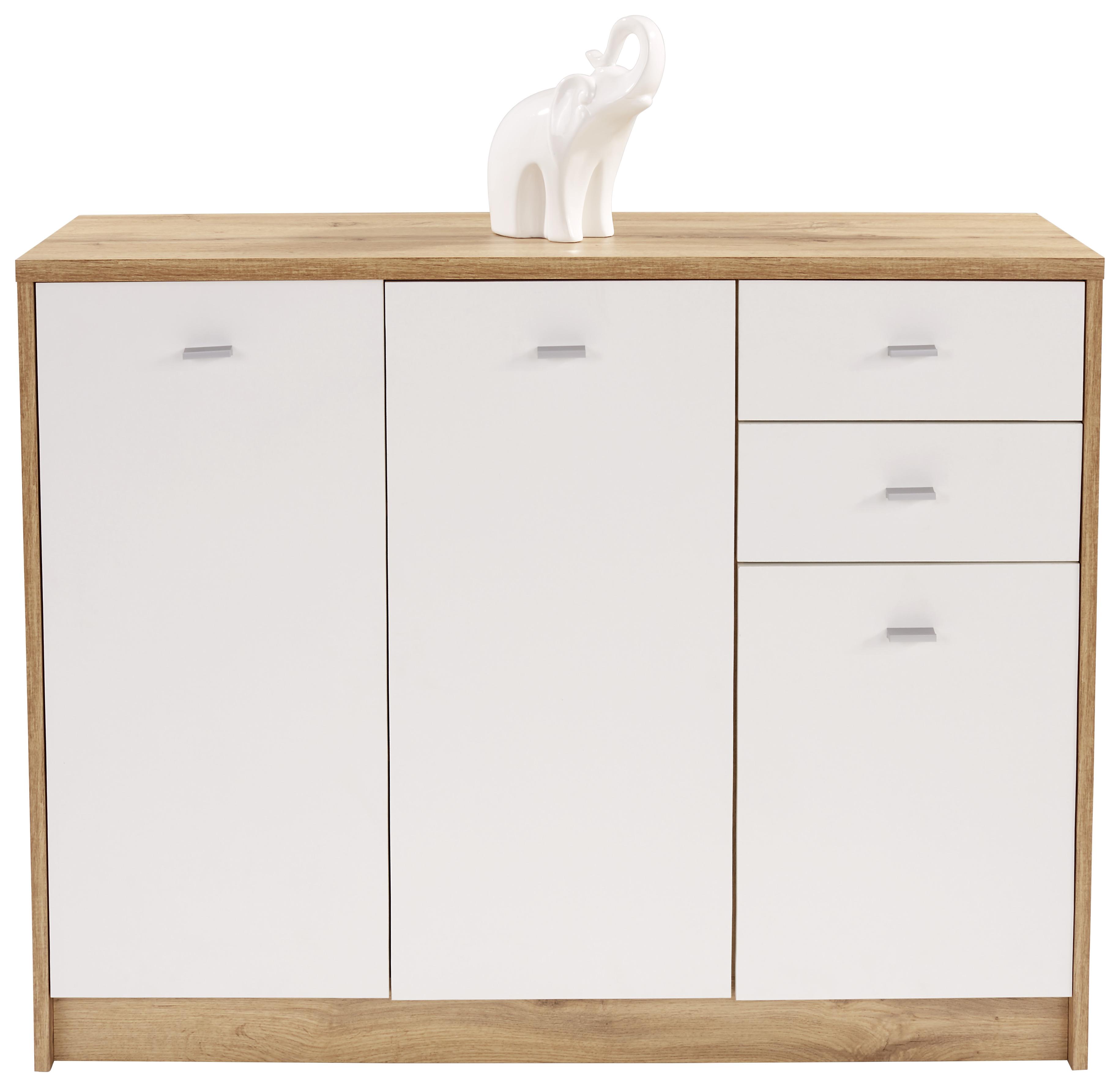 Komoda 4-you New, Bela, Barva Hrasta - črna/barve hrasta, Moderno, umetna masa/leseni material (109,1/85,4/34,6cm) - Mömax