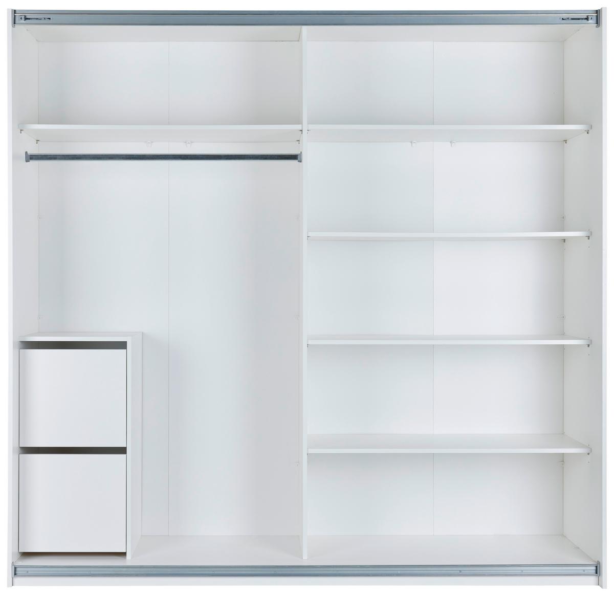 Schwebetürenschrank in Weiß/Graphitfarben - Weiss/Graphitfarben, Konventionell, Holzwerkstoff/Metall (215/209/57cm) - Based