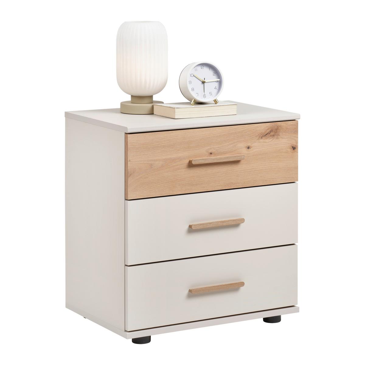 Nachtkästchen Lumio Kaschmir/Eiche Artisan - Kaschmir/Schwarz, KONVENTIONELL, Holzwerkstoff/Kunststoff (52/58/38cm) - Mömax